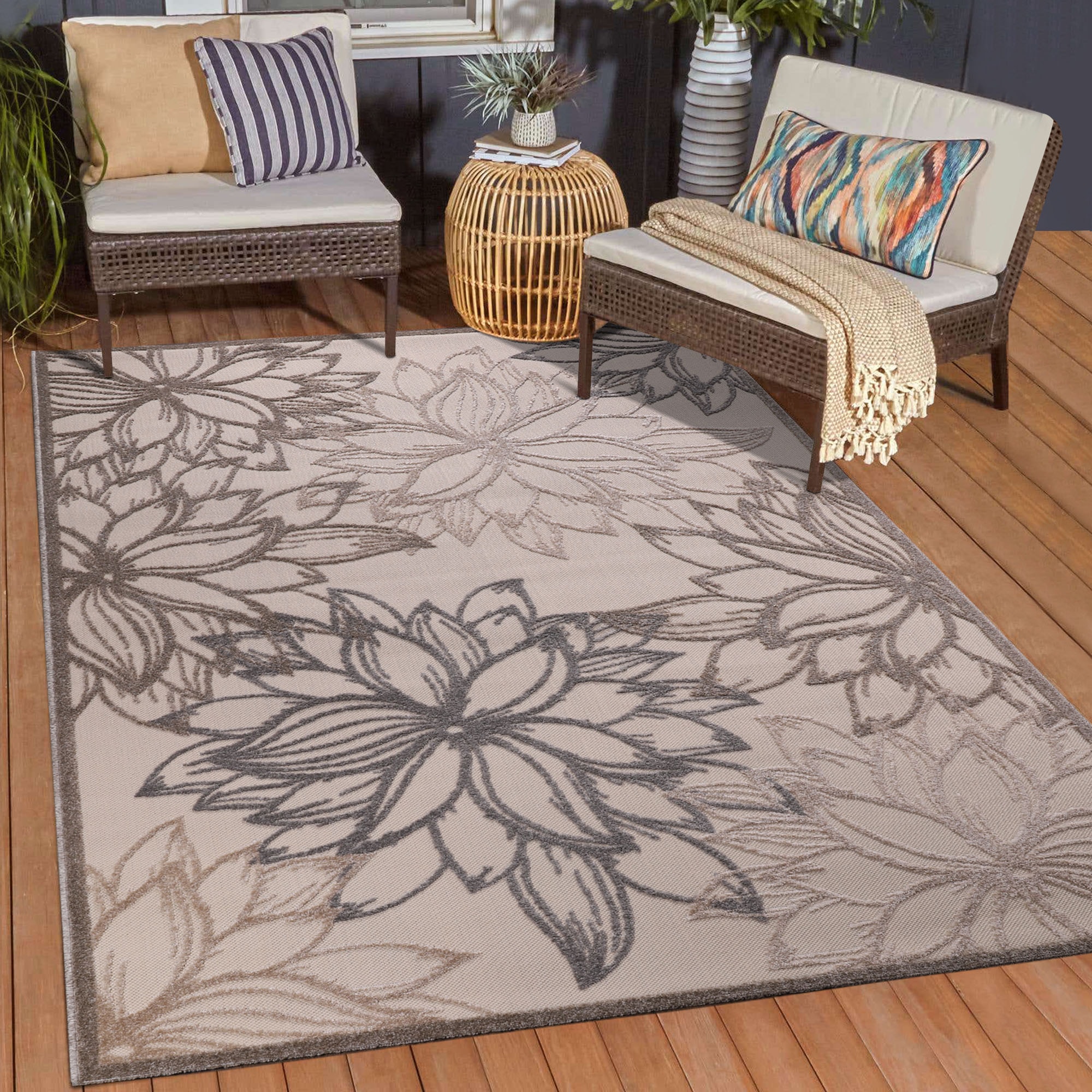 Teppich »Floral 2 Outdoor«, rechteckig, In- und Outdoor geeignet, Blumen, Balkon,...