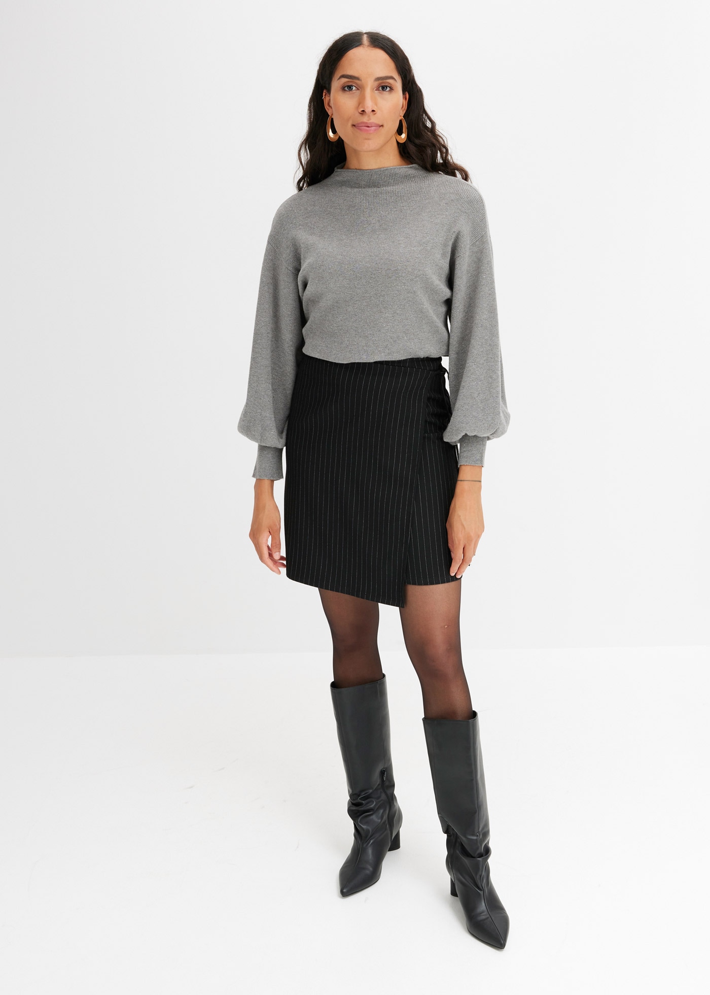 bonprix Strickpullover »Oversize-Pullover aus Viskose-Mix« toller Viskose-Mix, mit modischen Ballonärmeln mit breiten Bündchen