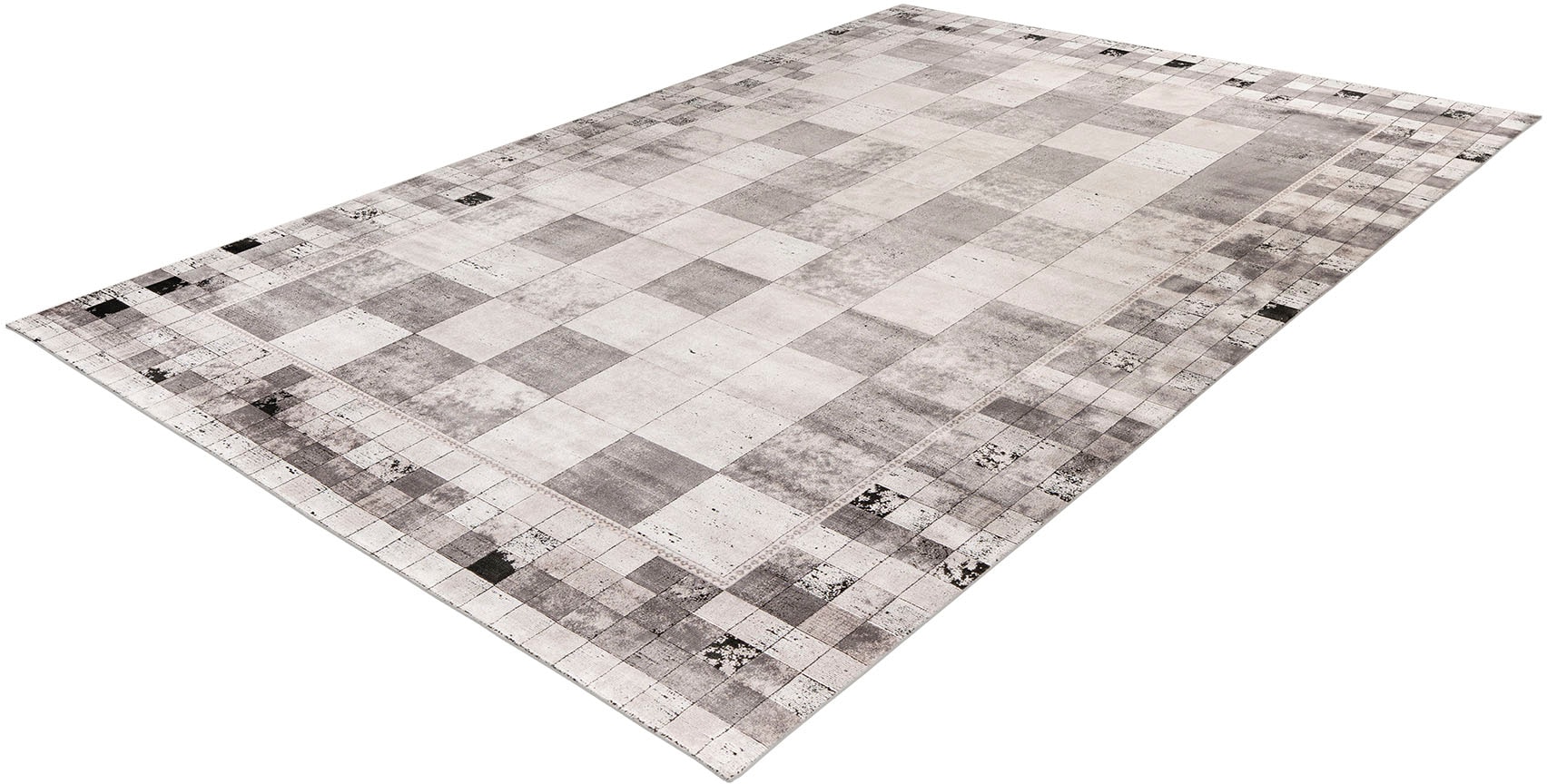 Obsession Teppich »My Eden of Obsession 204« rechteckig 10 mm Höhe Beton Optik, mit Bordüre, besonders hohe Knotendichte, aus 85% Viskose