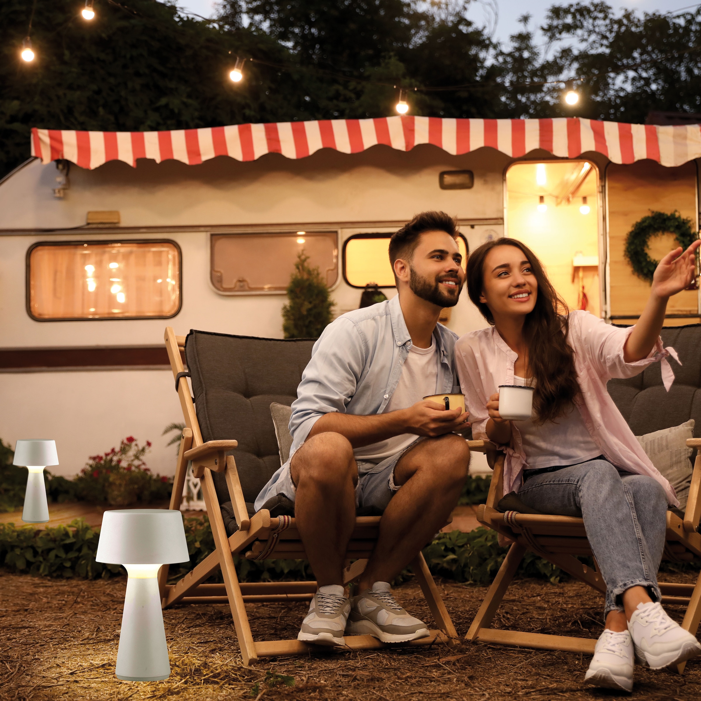 JUST LIGHT Tischleuchte »ABERA« LED-Modul 1 Stk. Warmweiß Akkuleuchte