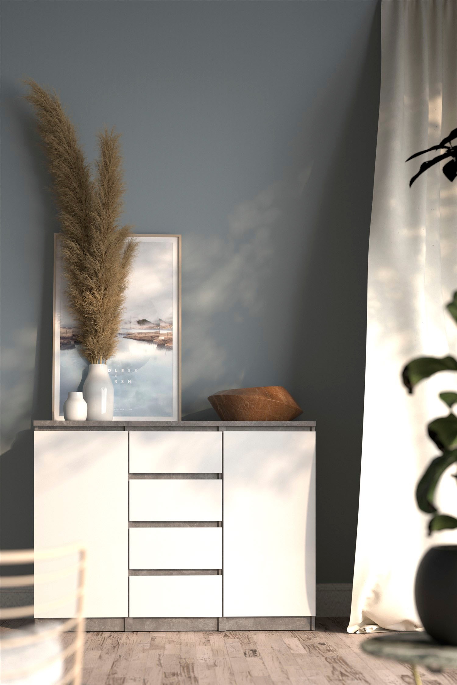 INOSIGN Kommode »Naia, Sideboard, 4 Schubladen, 2 Türen, Aufbewahrung, grifflose Front«, Mit Einlegeböden, modern, skandinavisches Design, in mehrere Farben