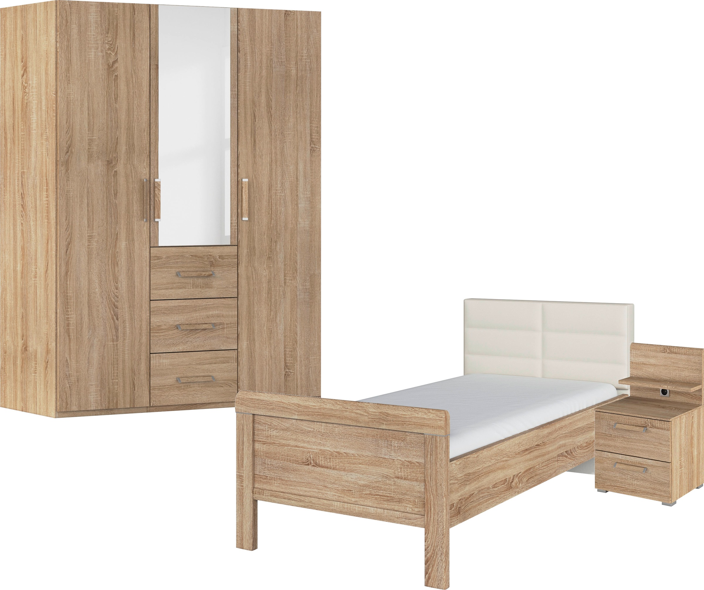Rauch Schlafzimmer-Set »Komplettschlafzimmer Schlafzimmer EVELYN« Set, 3 Stk. tlg. Schrank und Bett in 2 Breiten, Nachttisch mit Paneel MADE IN...