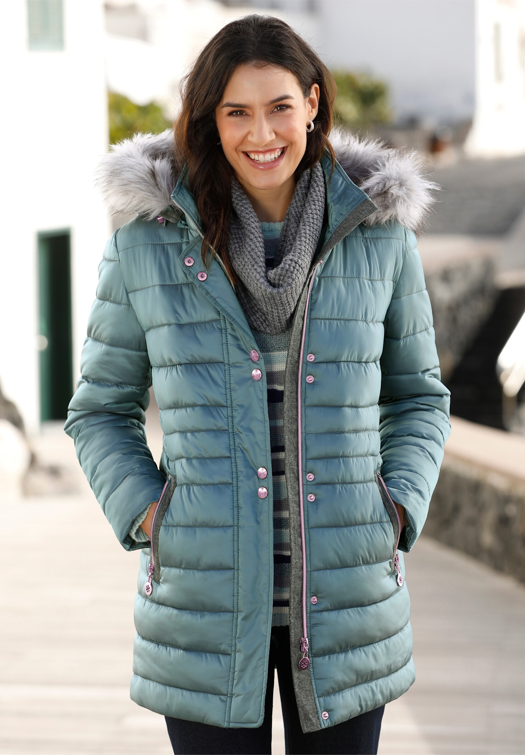 Witt Steppjacke »Steppjacke Steppjacke mit Pelz-Imitat« Abnehmbare Kapuze