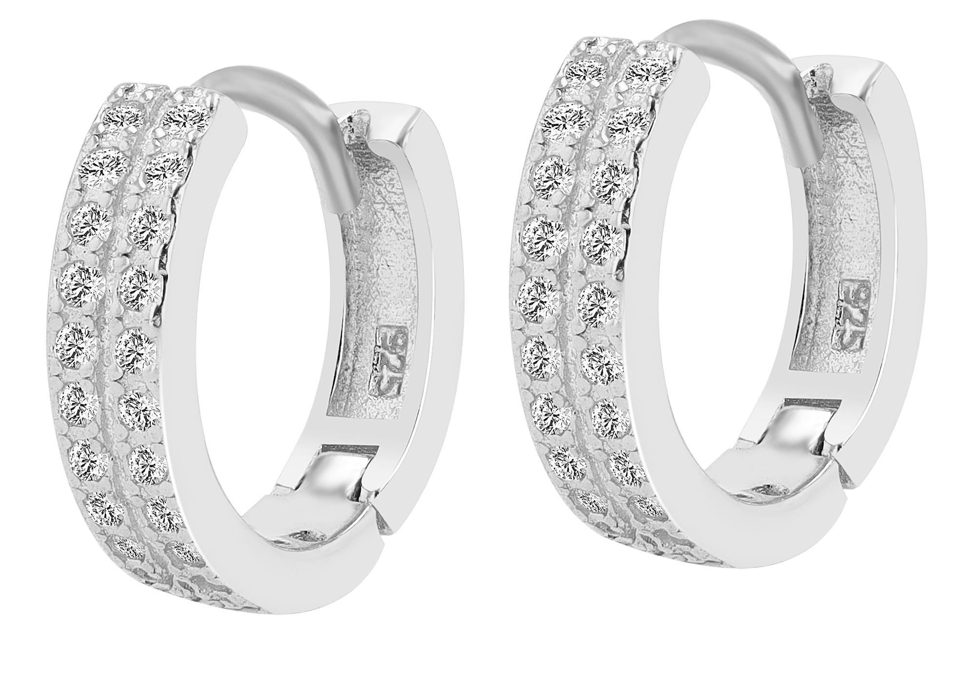 Adelia´s Paar Creolen »Damen Ohrringe ¿ Klappcreole aus 925 Silber mit Zirkonia«