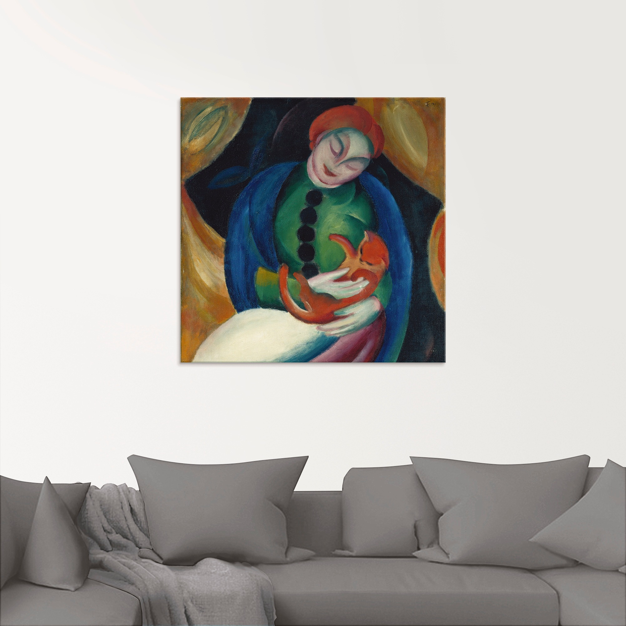 Artland Glasbild »Mädchen mit Katze II. 1912«, Frau, (1 St.), in verschiedenen Größen