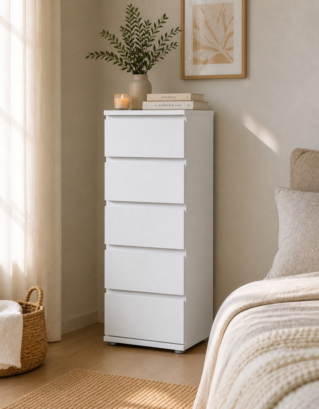 INOSIGN Kommode »Nova, Aufbewahrung mit 5 Schubladen, folienbeschichtet, grifflos« Minimalistisch in Weiß oder Eichenoptik, skandinavisches Design
