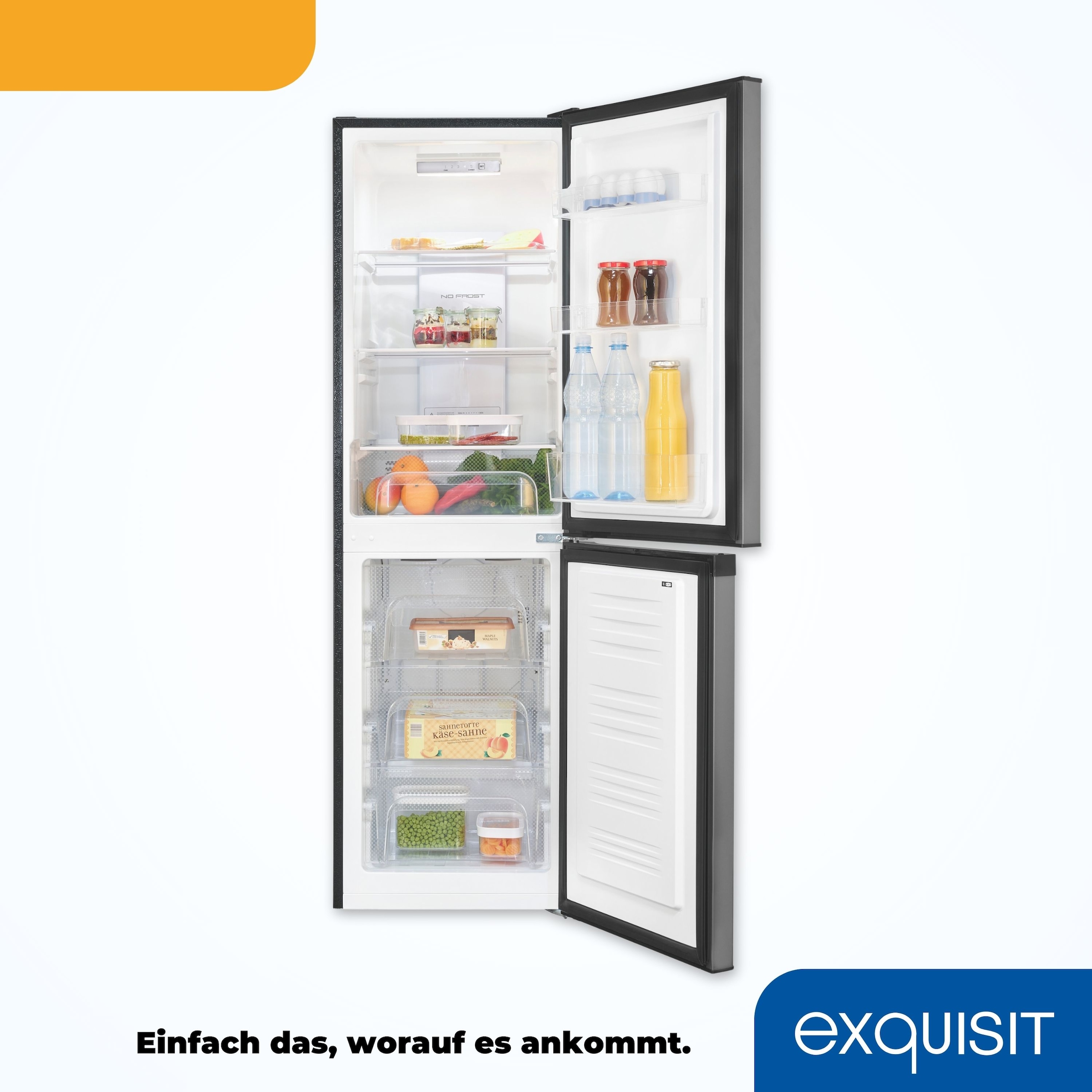 exquisit Kühl-/Gefrierkombination »KGC195-65-NF-330E inoxlook-az« 157,5 cm hoch 48,5 cm breit 4-Sternefach