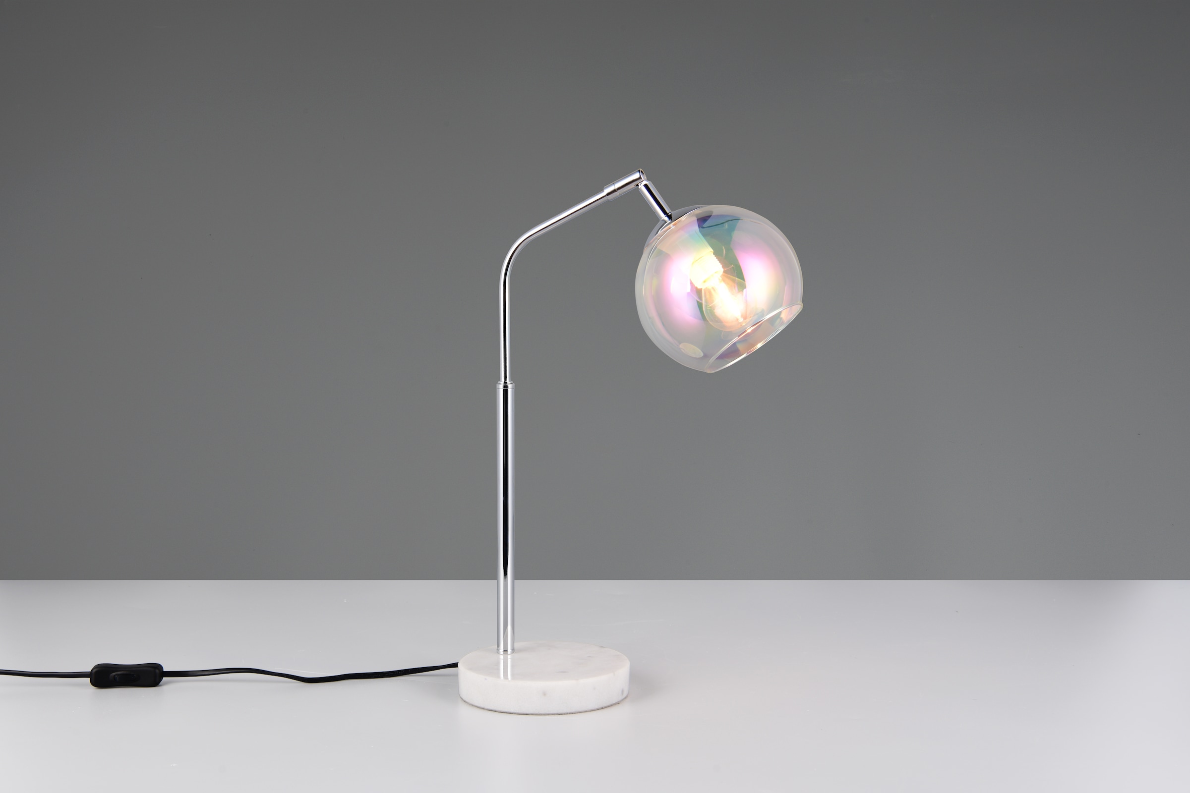 TRIO Leuchten Schreibtischlampe »PAXTON, exkl. 1x E14 max 10W, Leseleuchte Nachttischlampe« E14 1 Stk. warmweiß - kaltweiß mit Glas Lampenschirm, Schnurschalter, Höhe 45 cm, Tiefe 28 cm