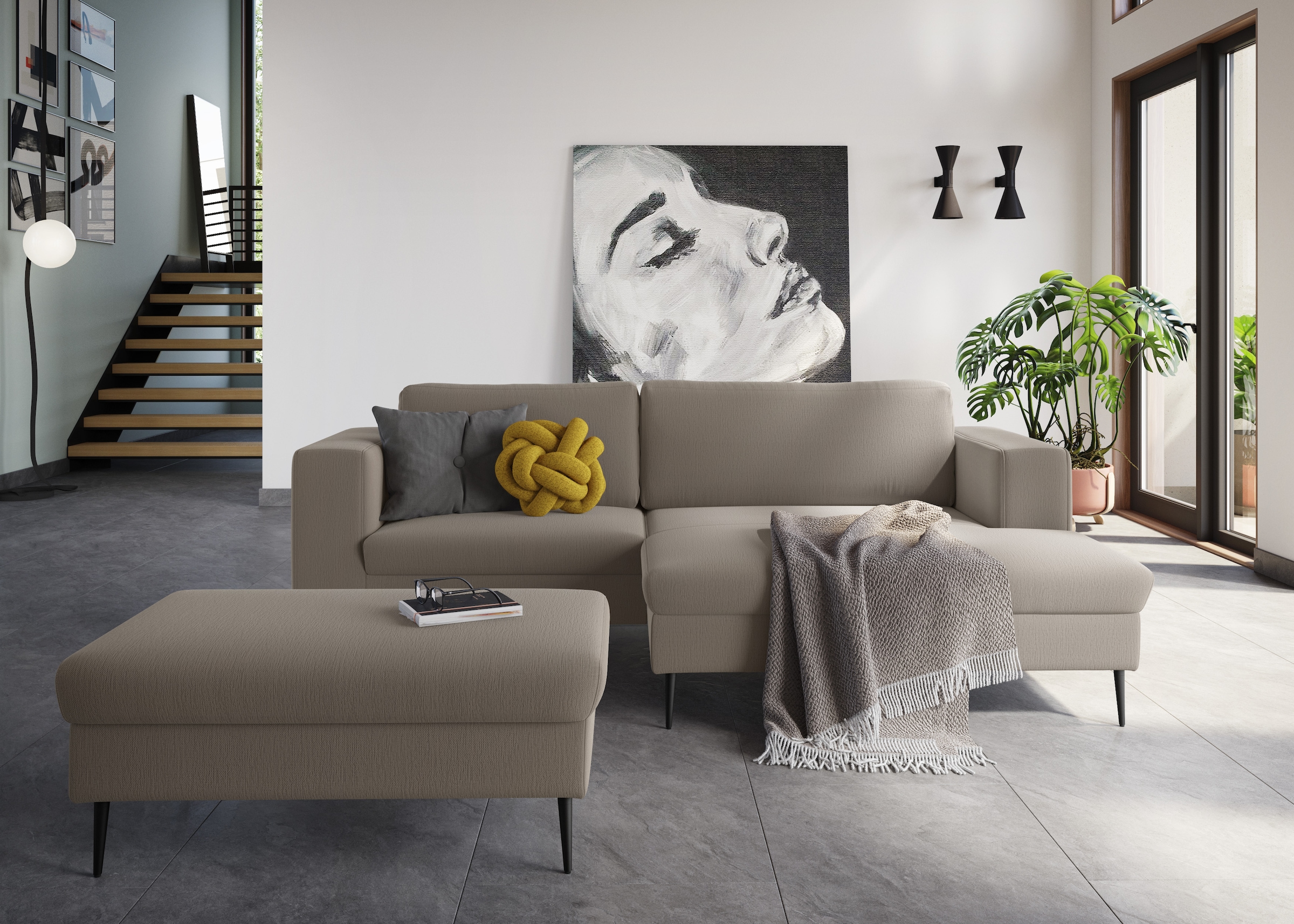 DOMO collection Ecksofa »Modica kompakt und elegant, Breite 244, L-Form«, moderne Optik mit extrabreiter Recamiere, auch in Cord
