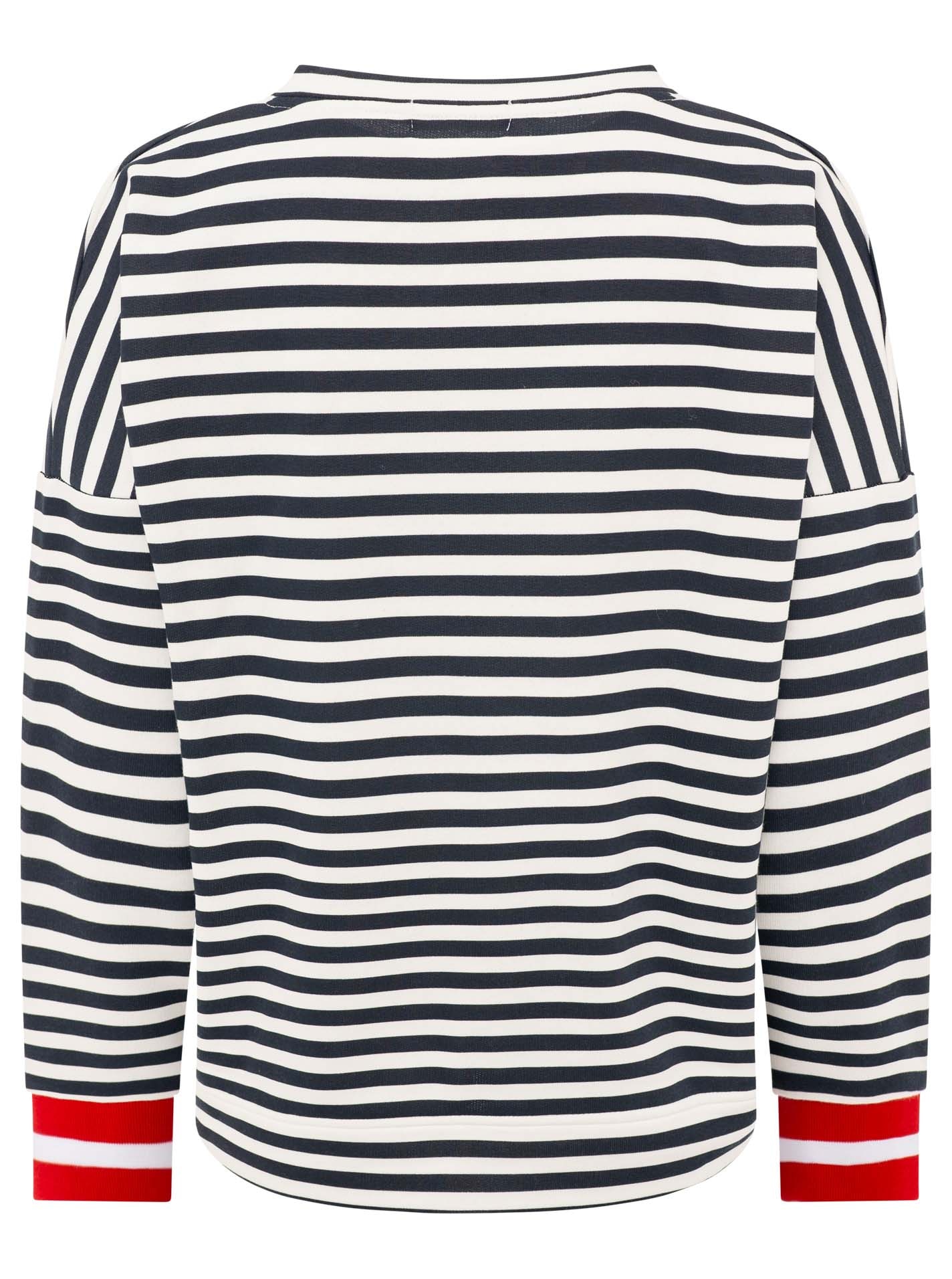 Zwillingsherz Hoodie »"Streifen Moin"«, V-Neck, gestreift, Stickerei mit Anker, gestreifte Bündchen
