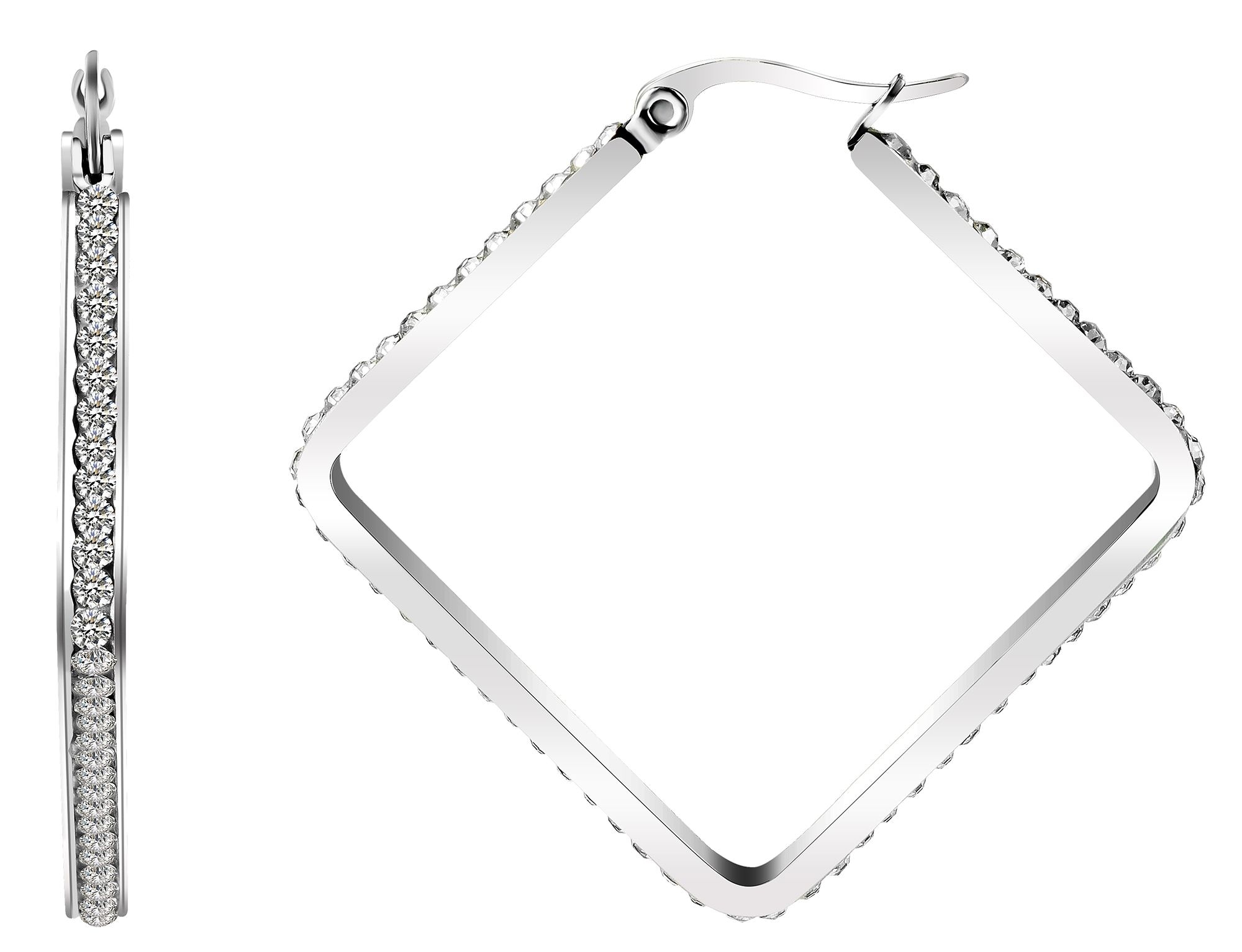 Adelia´s Paar Creolen »Damen Ohrringe ¿ Creole aus Edelstahl mit Strass Steinchen«