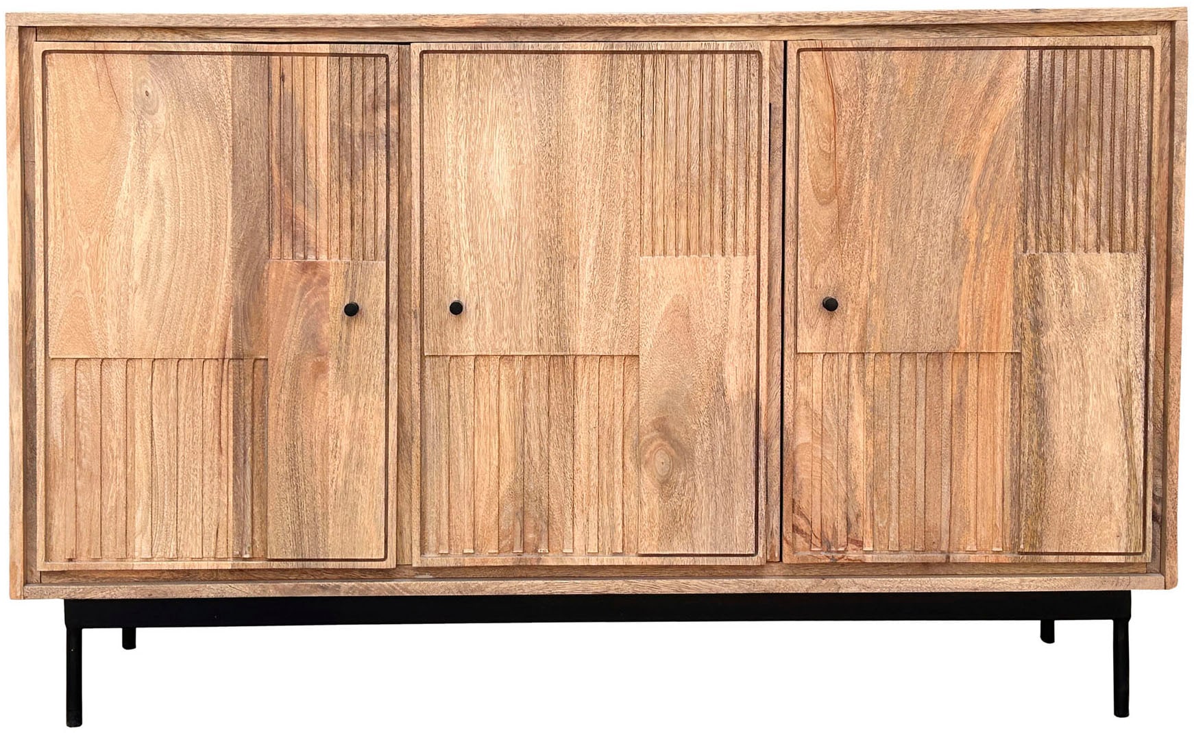 SIT Sideboard »Kommode – Massives Holz mit Lamellen‑Front & kunstvollen Schnitzereien« 1 Stk. tlg. Massives Lamellen‑Sideboard mit kunstvollen Schnitzereien & Stauraum