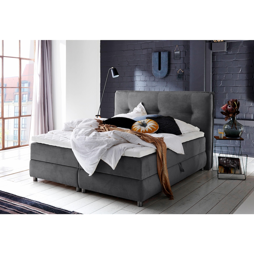 ATLANTIC home collection Boxspringbett »Tilo«, mit Tonnentaschen-Federkernmatratze, inkl. Bettkasten und Topper