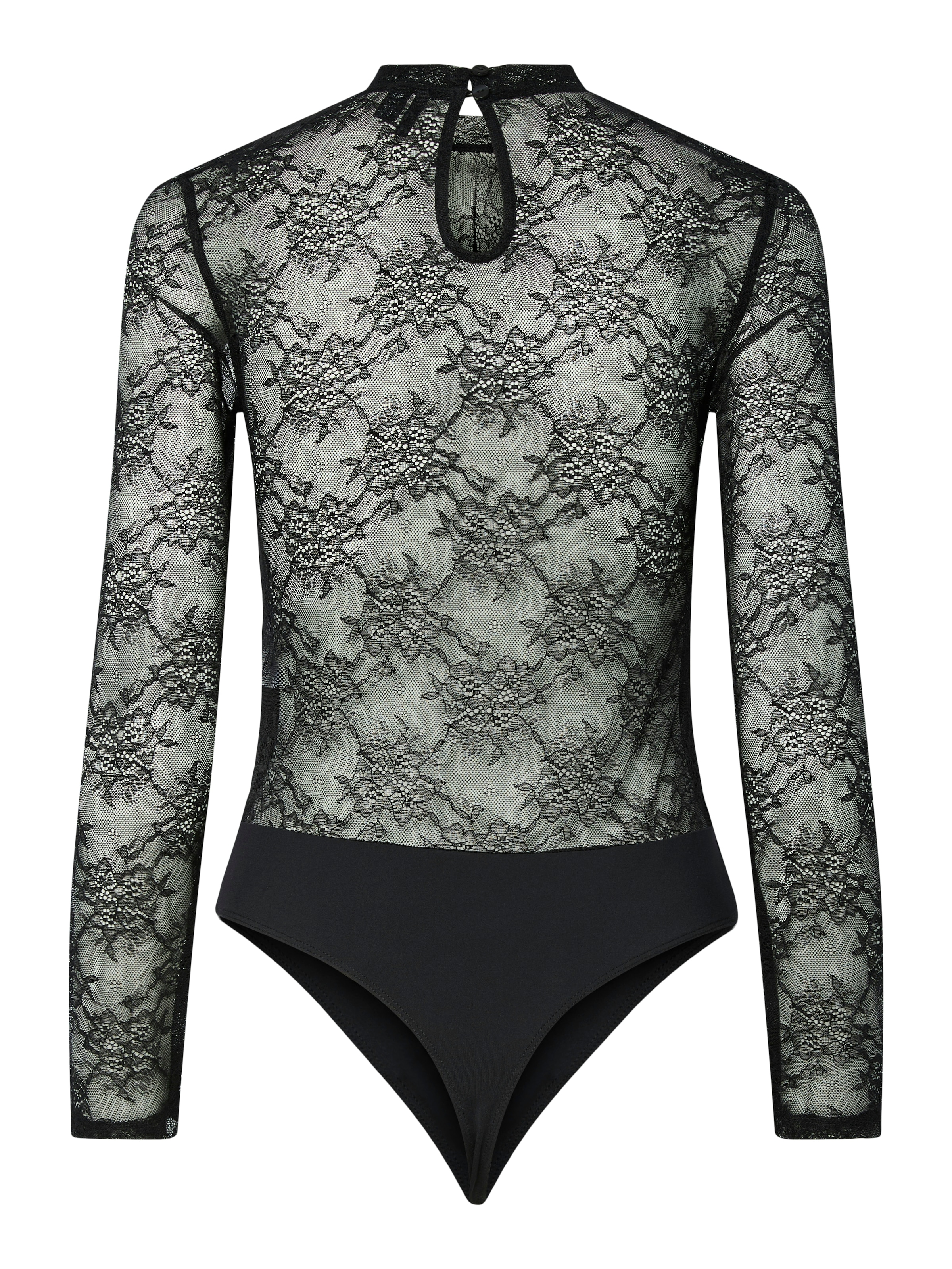 pieces Langarmbody »PCMILLY LS LACE BODYSTOCKING NOOS«