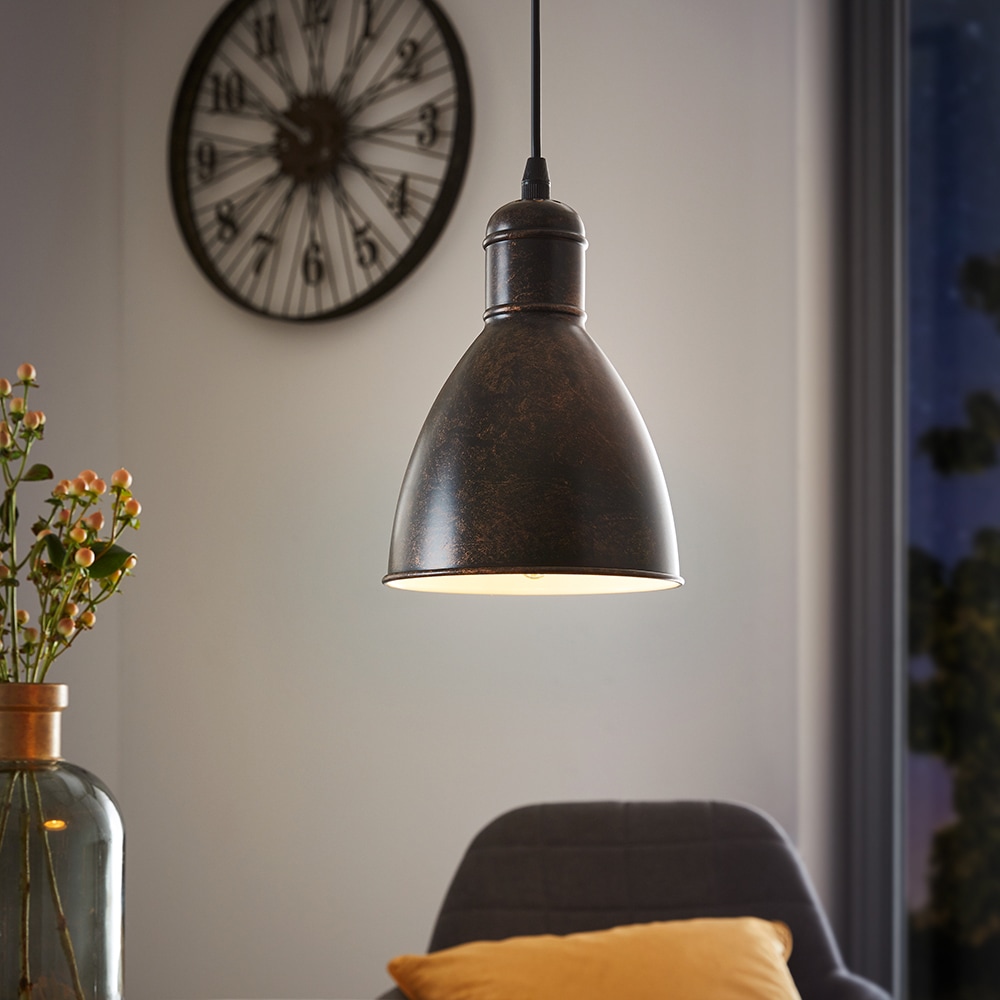 EGLO Pendelleuchte »PRIDDY 1«, 1 flammig, Leuchtmittel E27 | ohne Leuchtmittel, kupferfarben-antik / Ø15,5 x H110 cm / Lampe aus Stahl / Vintage