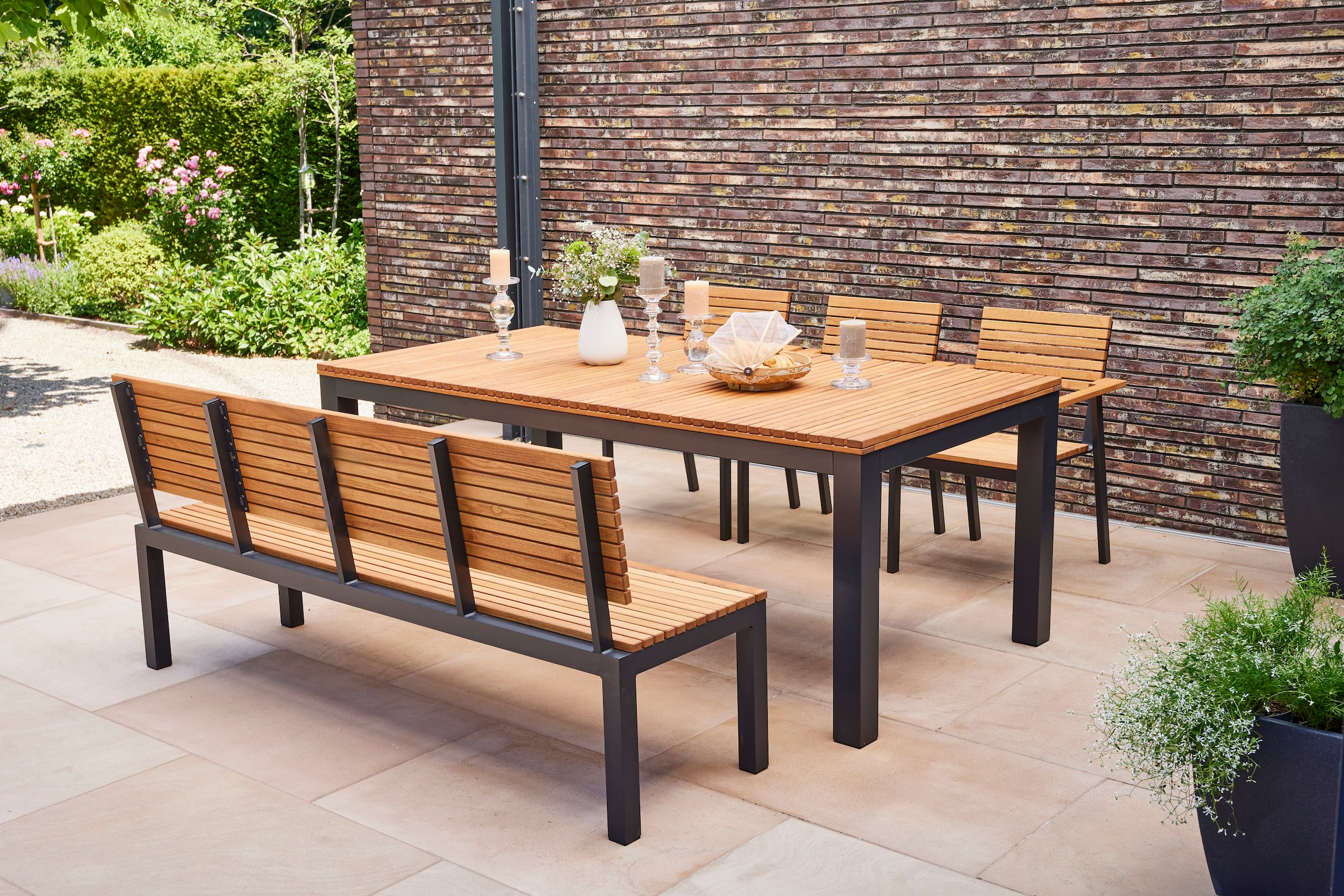 Siena Garden Gartenbank »Bozen 3er Aluminiumgestell anthrazit Robininenholz« Flächen aus Robinienholz FSC® 100%