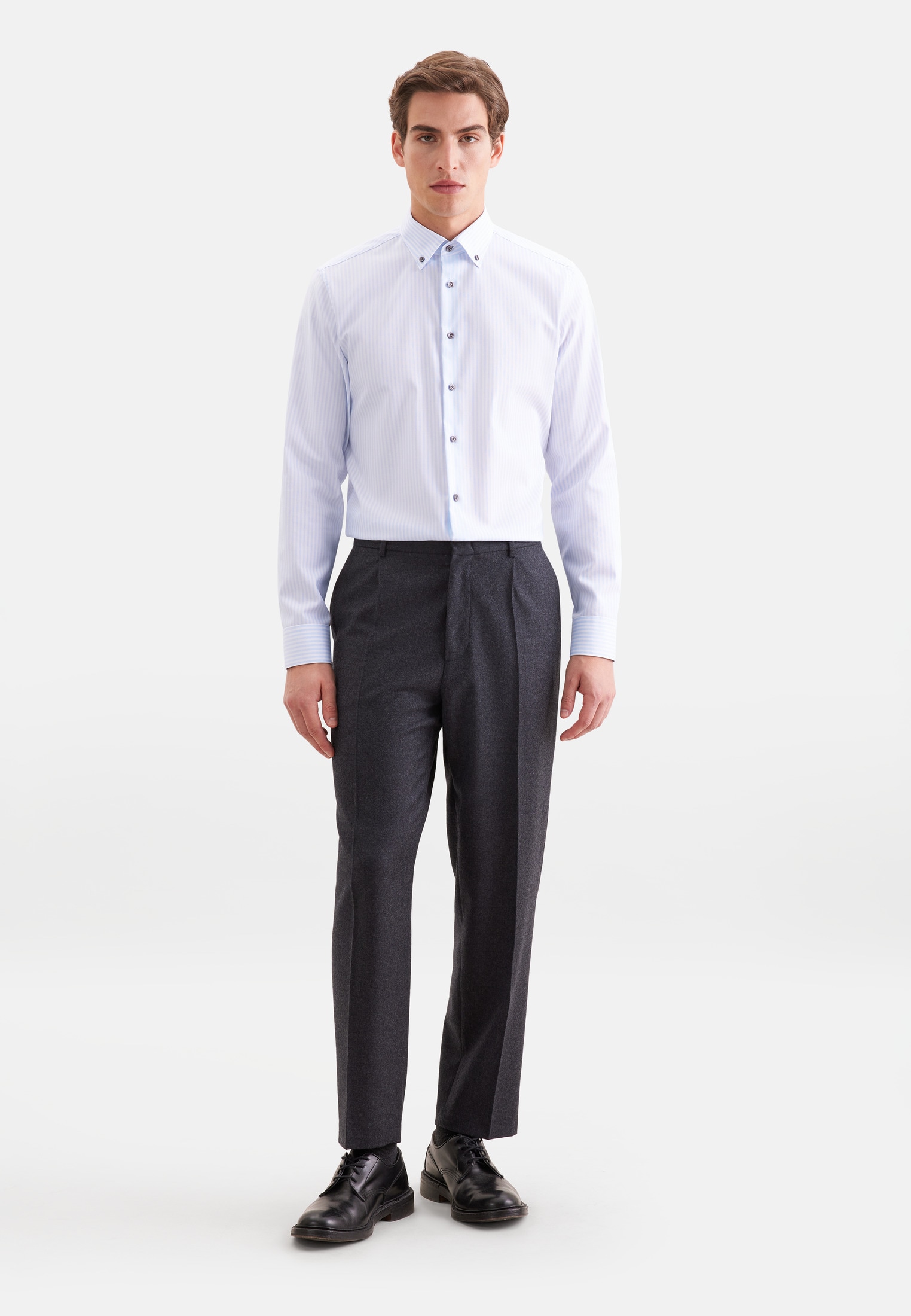 seidensticker Businesshemd »Schwarze Rose« Slim 1/1 Button-Down-Kragen Gestreift