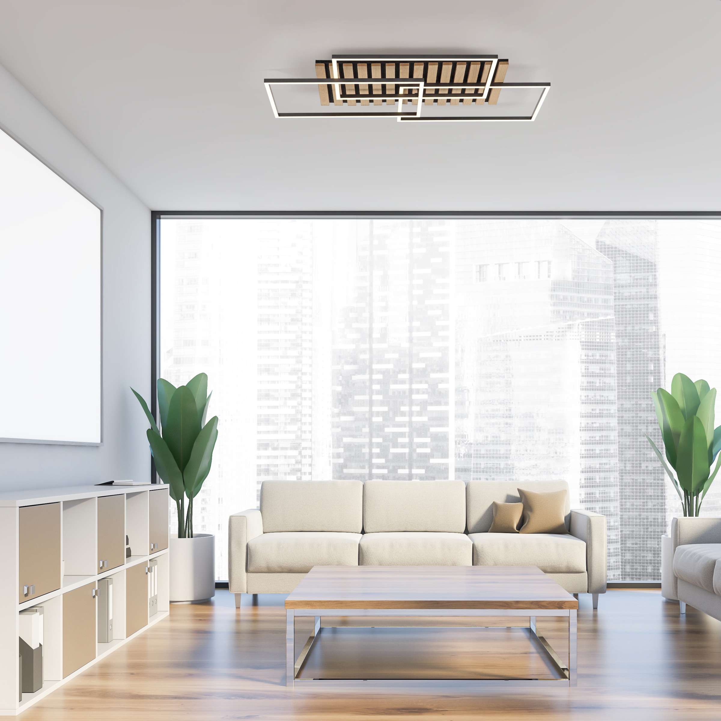 andas Deckenleuchte »Unnestad Akustikpaneele«, 1 flammig, Leuchtmittel LED-Board | LED fest integriert, Frame schwenkbar, Holz, Akustik, Paneele