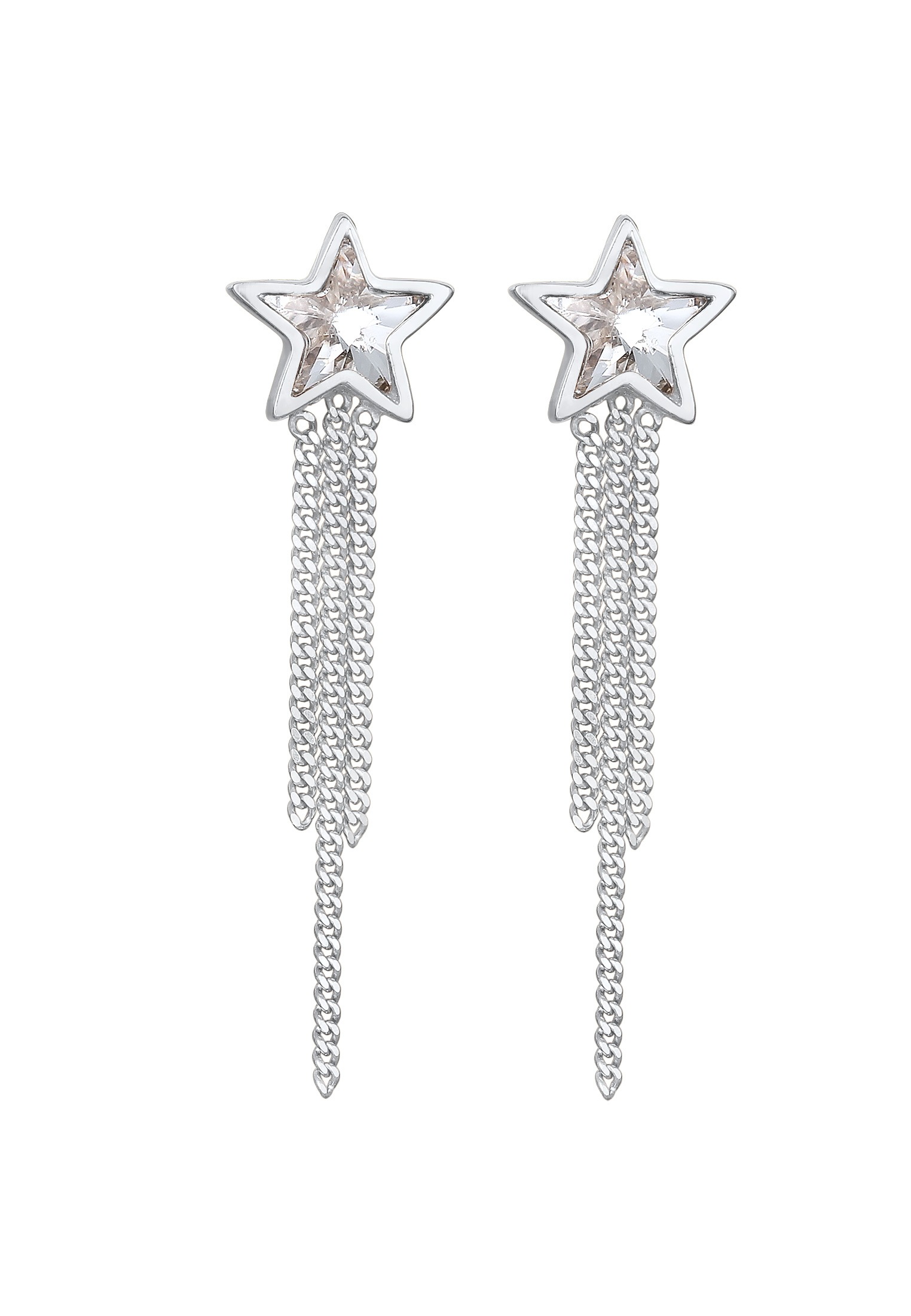 Elli Paar Ohrstecker »Ohrringe Kristall Stern Ketten Look Glamourös 925 Silber«