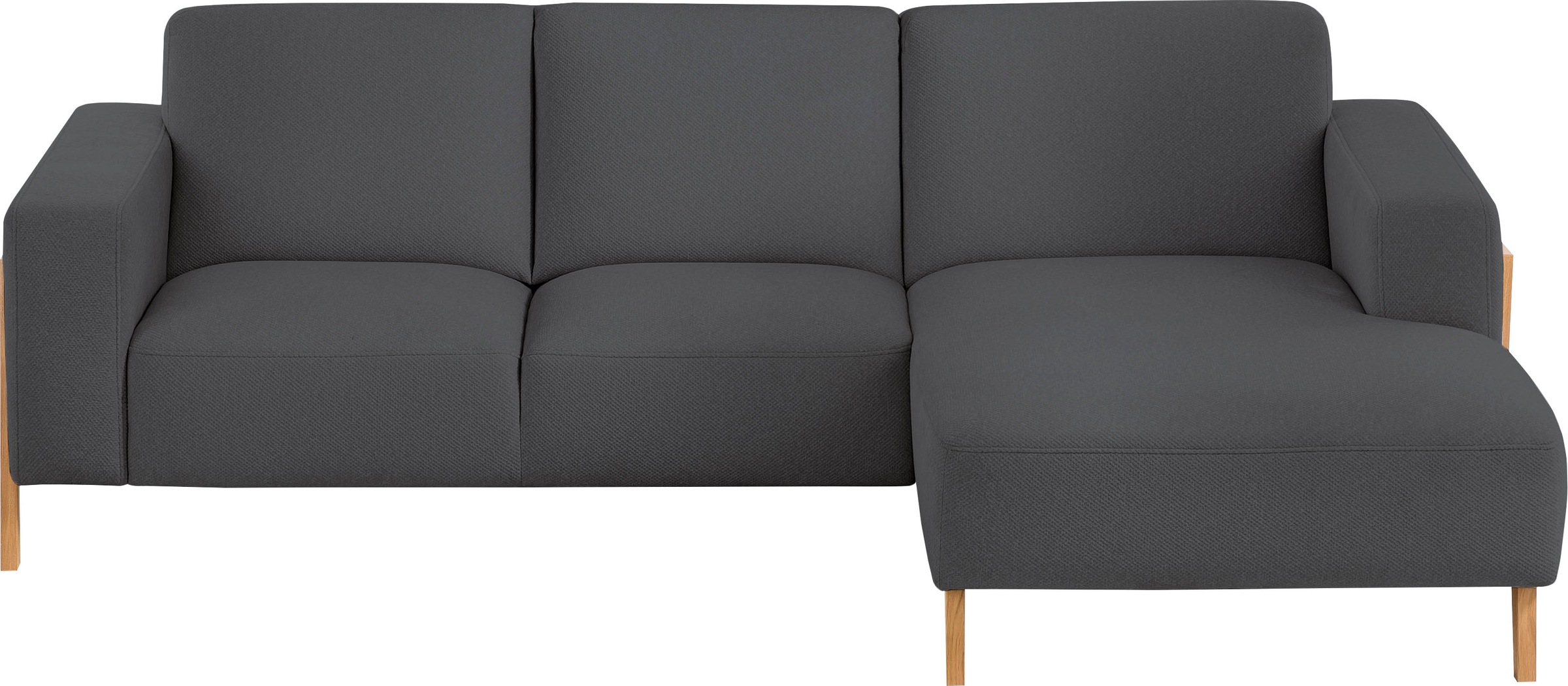 exxpo - sofa fashion Ecksofa »Starr Scandic Design, tolle Verarbeitung, bequem, Sichtholz am Armteil«, L-Form, wahlw. elektrische Sitztiefenverstellung, Massivholzfüße