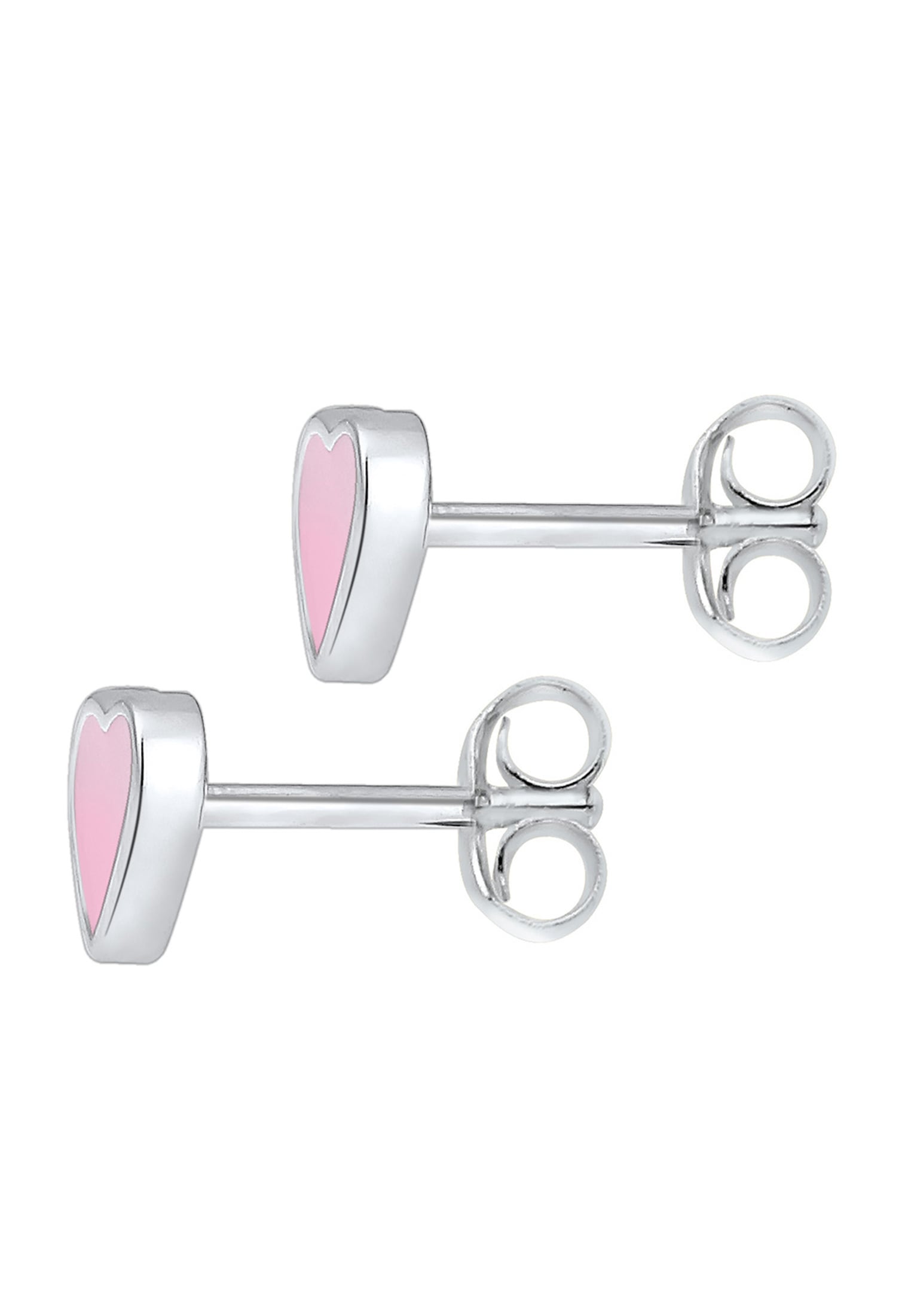 Elli Paar Ohrstecker »Ohrringe Kinder Herz Stecker Rosa Emaille 925 Silber«