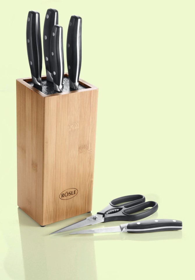 RÖSLE Messerblock »Cuisine«, 5 Messern mit Klingenspezialstahl tlg., Küchenschere, Bambusholz 7 OTTO und aus bei