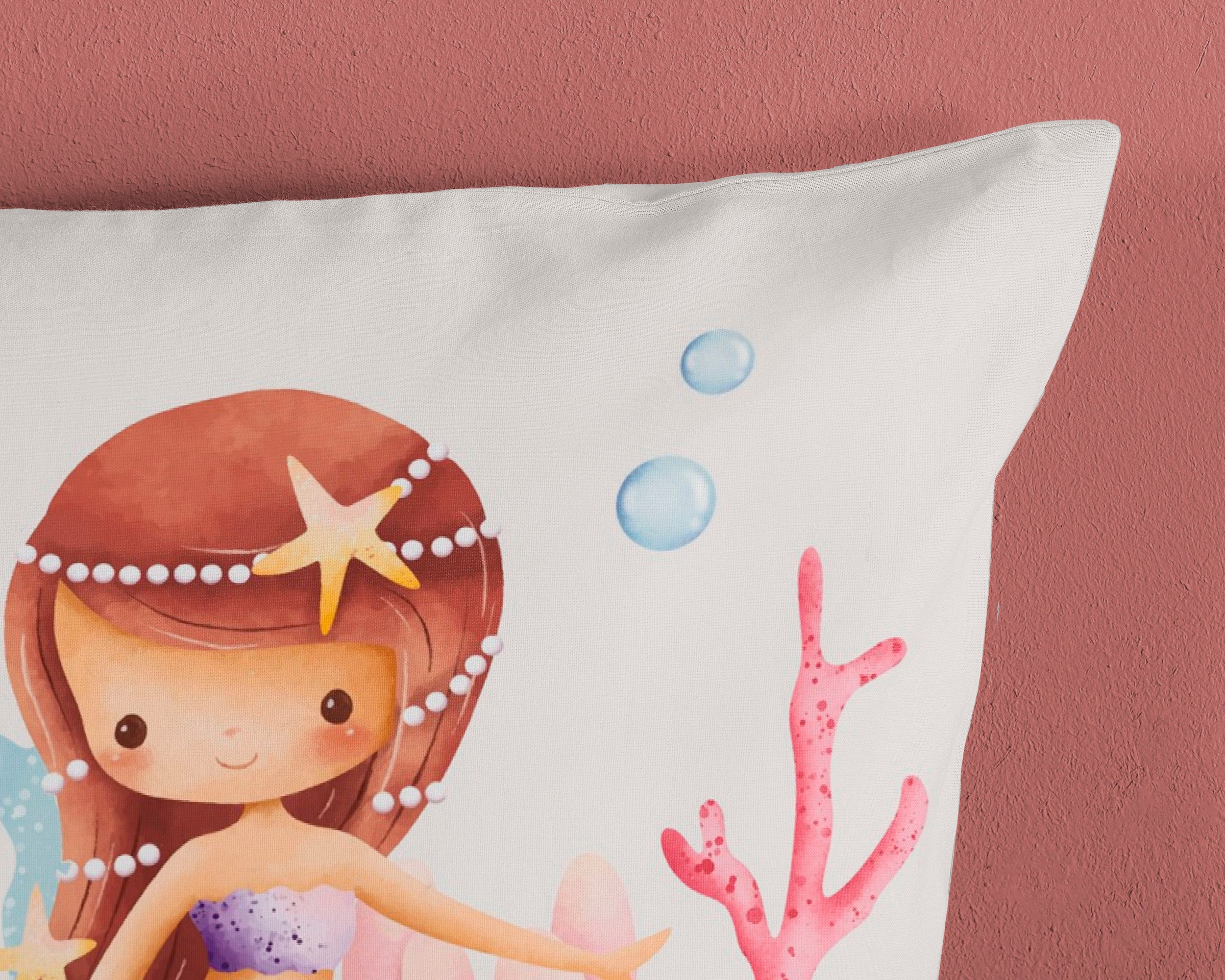 PURE luxury collection Kinderbettwäsche »Lucy«, 135x200, Pflegeleicht, Reißverschluss, Kind Mädchen, Meerjungfrau Rosa