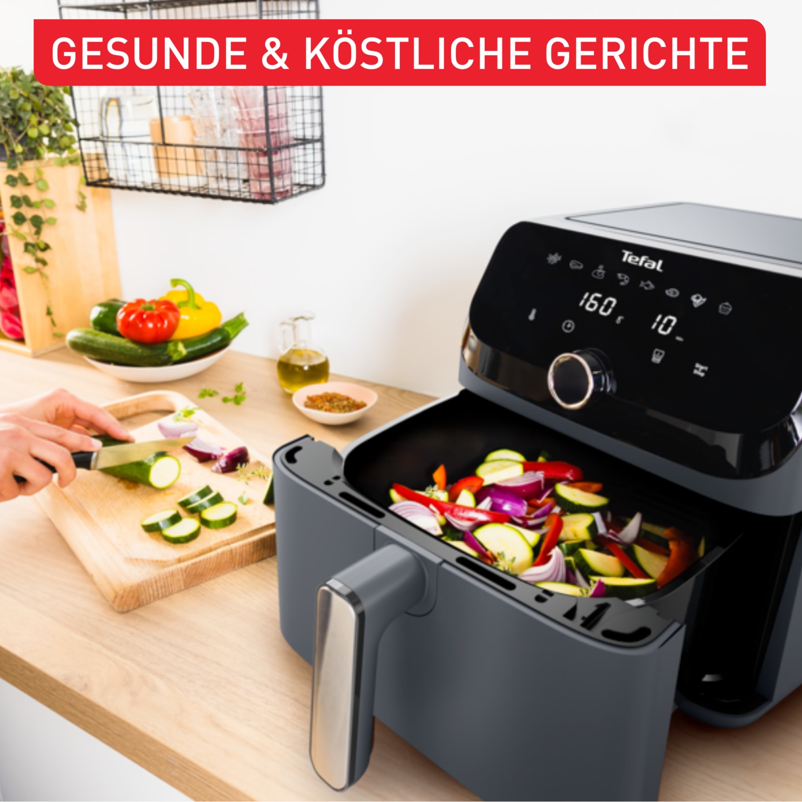 Tefal Heißluftfritteuse »Tefal EY855B Easy Fry Mega Heißluftfritteuse«, 2020 W, 8 voreingestellte Programme, extragroßes Fassungsvermögen, EY855B
