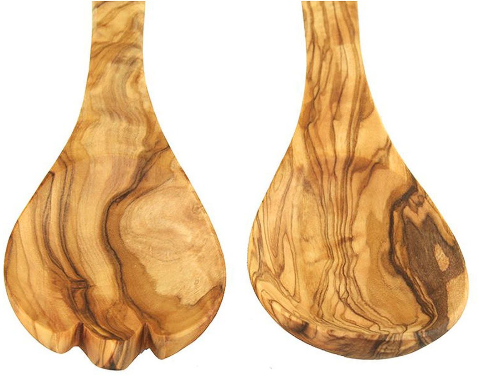 Olivenholz-erleben Salatbesteck »Mittel aus naturbelassenem Olivenholz«, (Set, 2 tlg., Löffel-Gabel), Länge 30 cm, Nachhaltiges Naturprodukt, geschmacksneutral