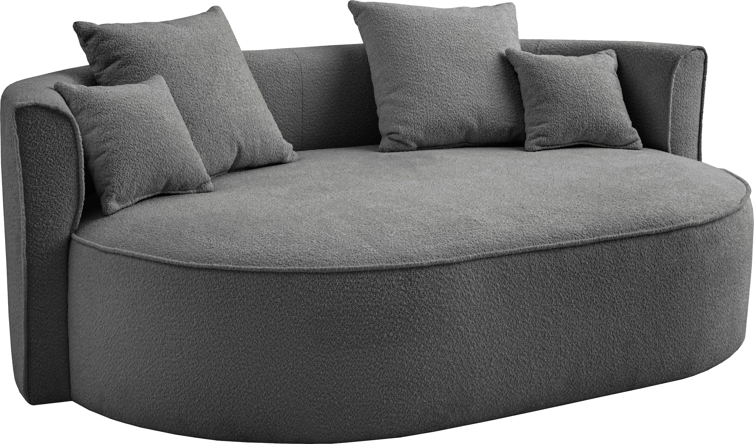 LeGer Home by Lena Gercke 2,5-Sitzer »ISALIE, rundes Loungesofa, mit Kissen, perfekt gepolstert«, moderne Stoffe, mit 4 Zierkissen, extra große Sitzfläche