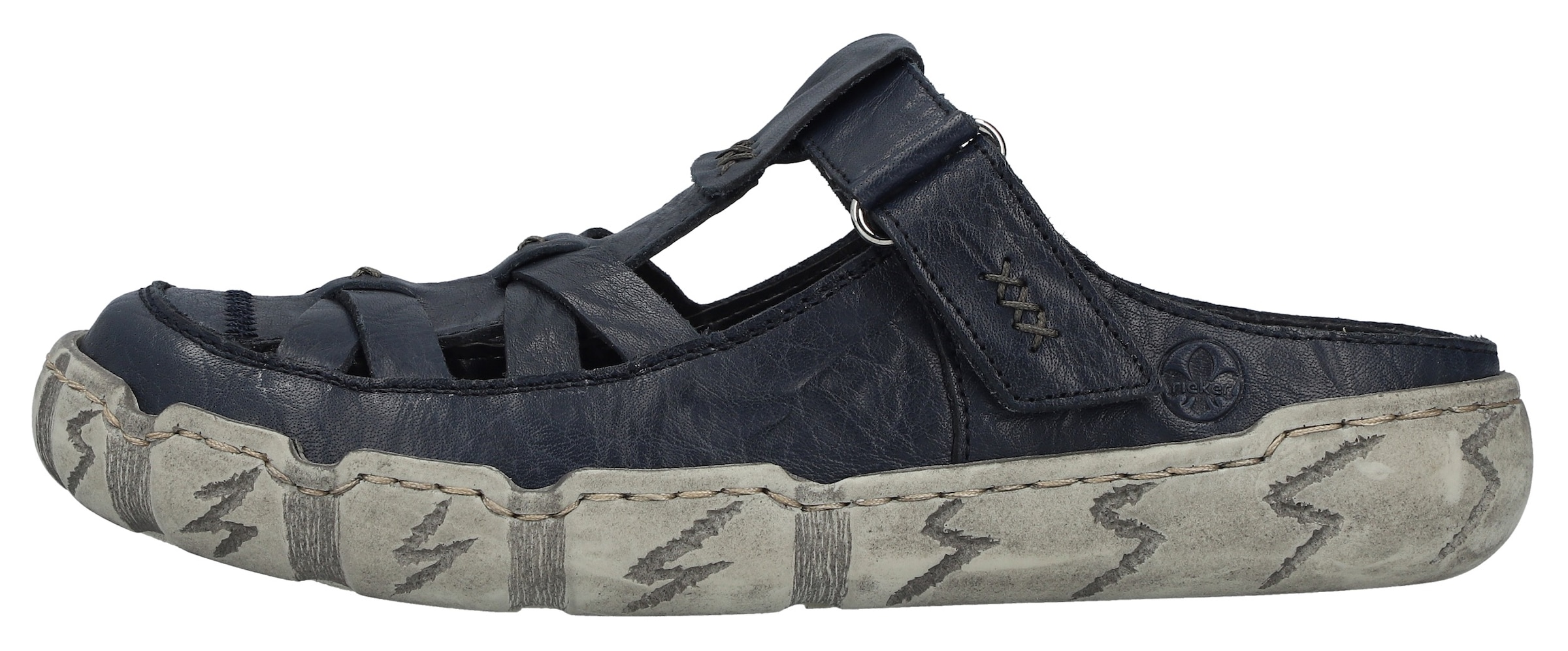 Rieker Clog  Sabot, Sommerschuh, Schlappen, Hausschuh mit Ziernähten