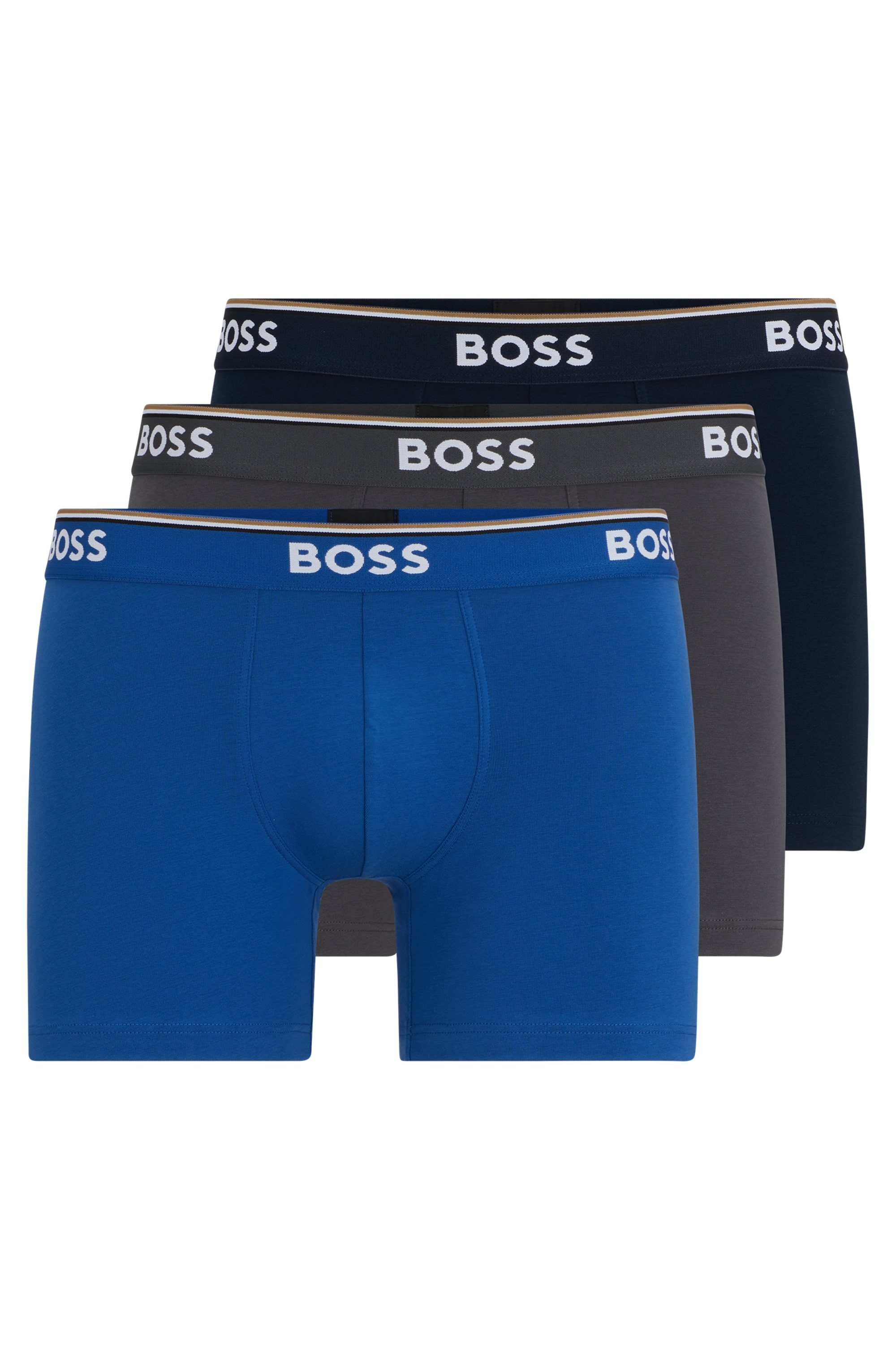 BOSS Langer Boxer »Boxer Brief 3P«, (Packung, 3er-Pack), mit farblich passendem Webbund