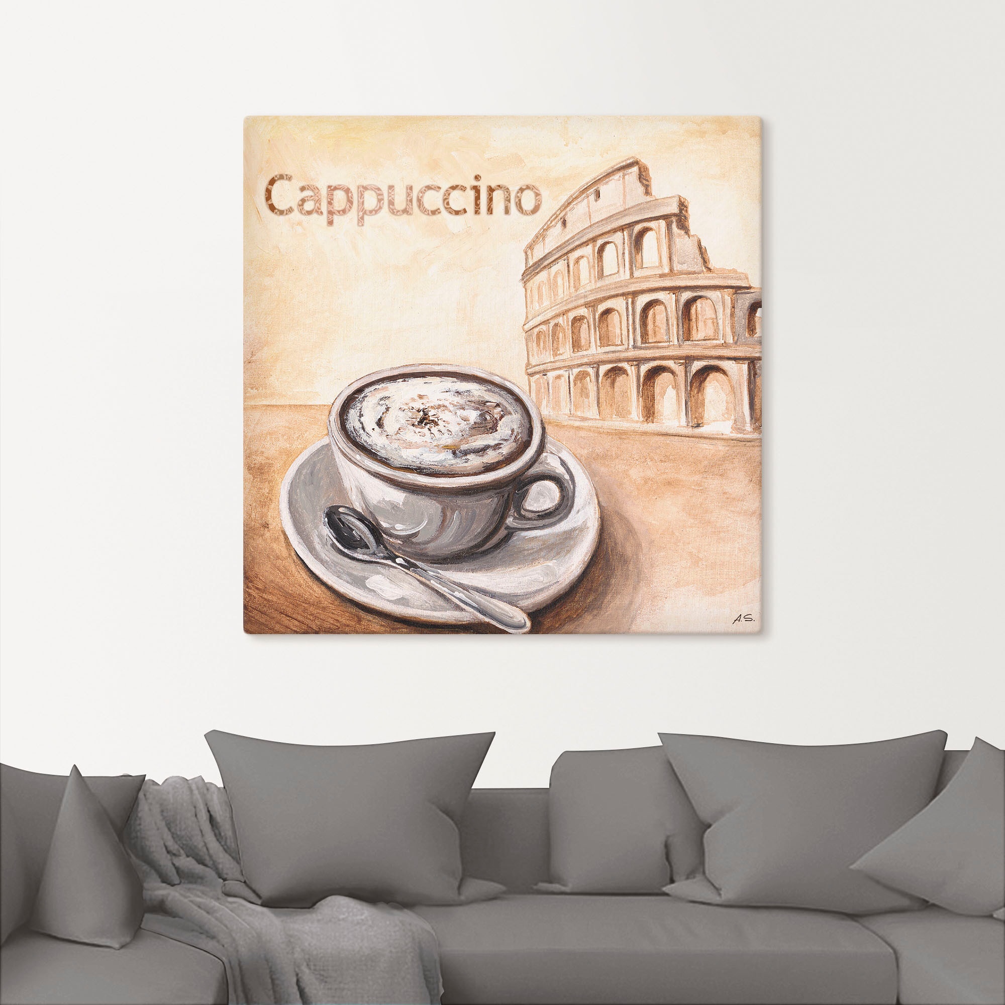 Artland Wandbild »Cappuccino in Rom«, Kaffee Bilder, (1 St.), als Leinwandbild in verschied. Größen