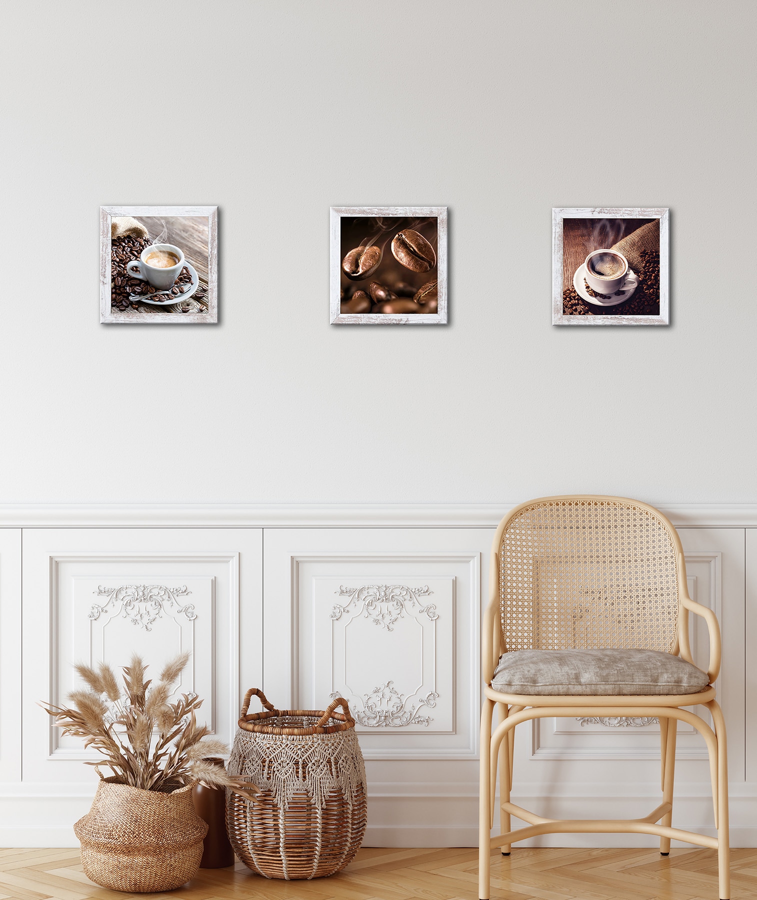 Bönninghoff Bild mit Rahmen »3er-Set gerahmte Bilder KAFFEE BOHNEN 3x23x23 cm – Deko modern« Getränke | Kaffee | Kaffee Bilder | Lebensmittel 3 Stk. tlg. mehrteiliges Bilder-Set, harmonisch aufeinander abgestimmt