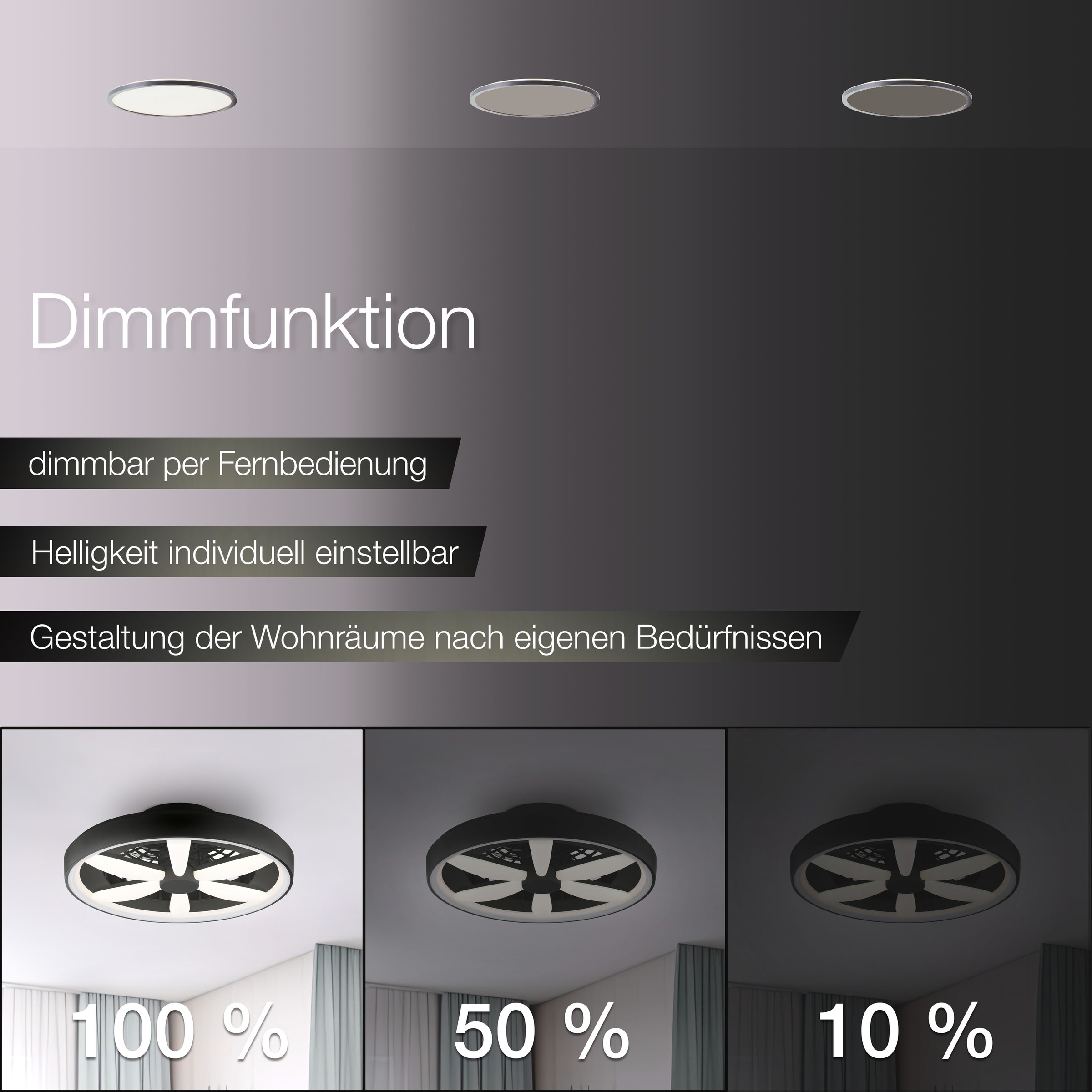 Hanseatic LED Deckenleuchte »DLV2205«, 1 flammig, Leuchtmittel LED-Modul | LED fest integriert, LED Ventilator, Ø 48 cm, 6400 lm, dimmbar, Fernbedienung