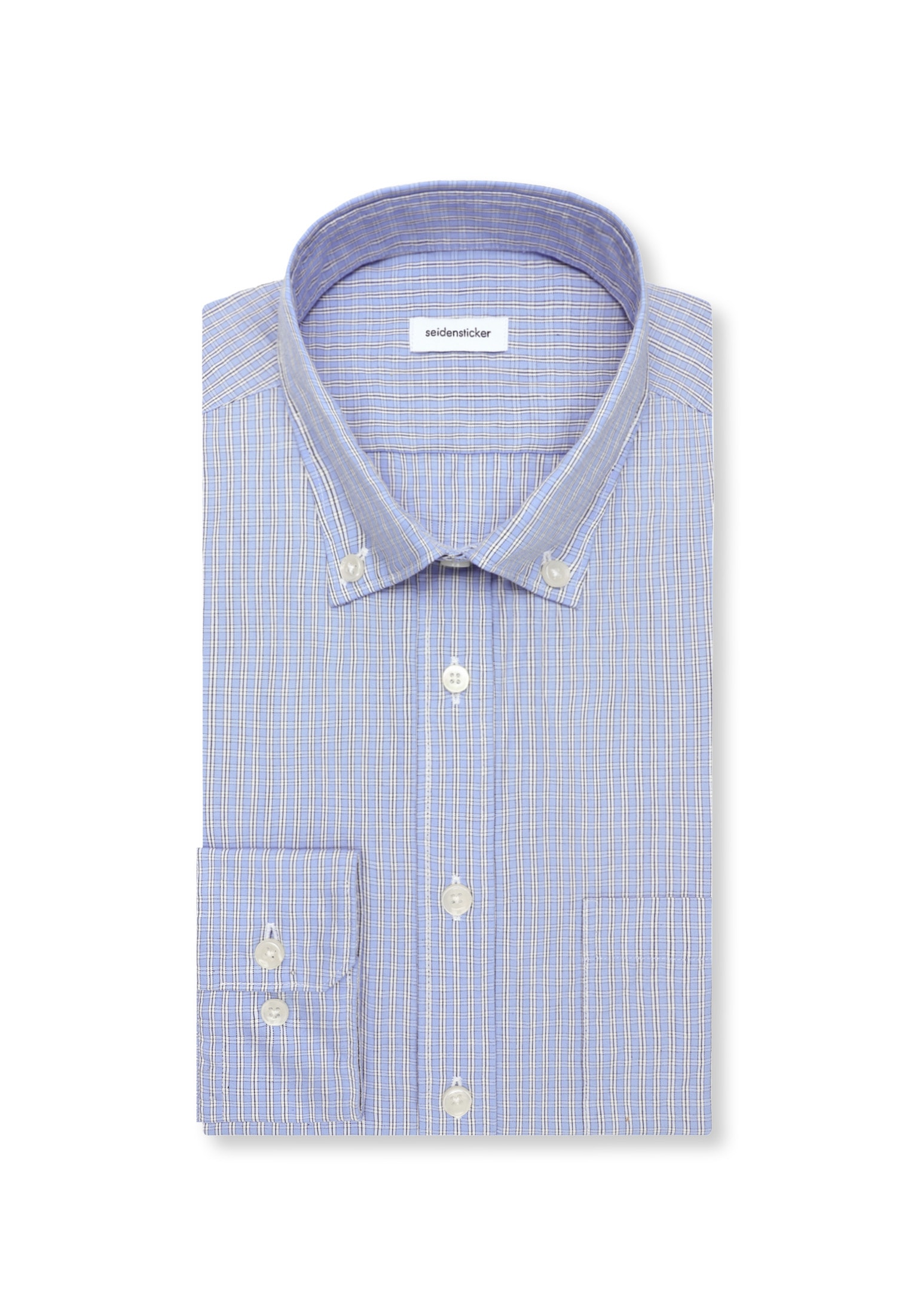 seidensticker Businesshemd Slim 1/1 Button-Down-Kragen Karo