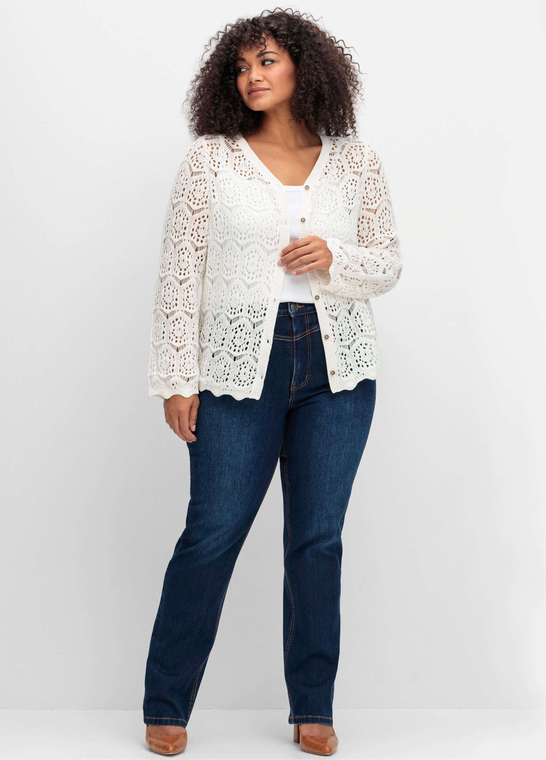 sheego by Joe Browns Strickjacke »Strickjacke Strickjacke aus Häkelspitze«