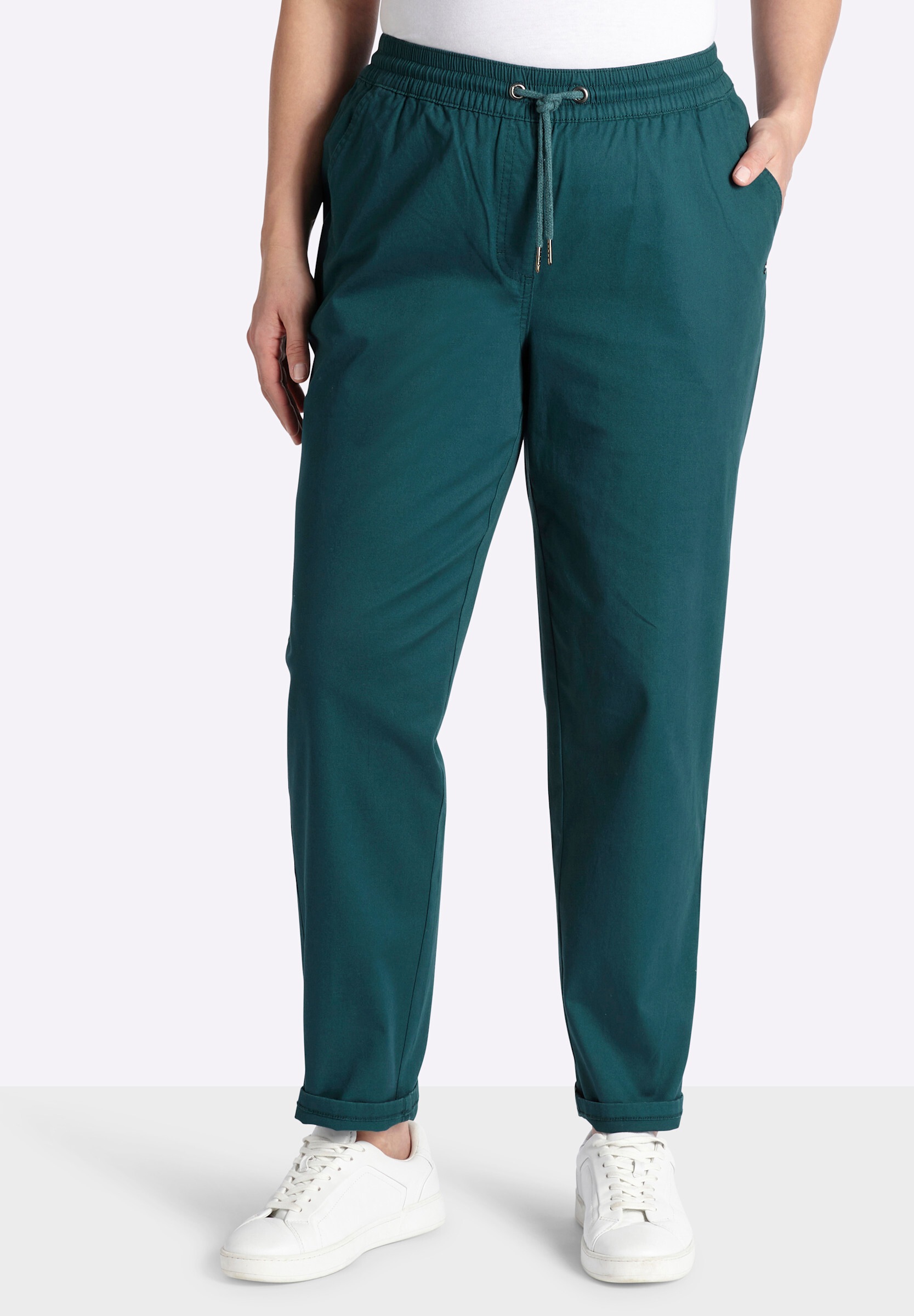Sheego Chinohose »Chinohose Chinohose mit Gummibund und Bindeband«