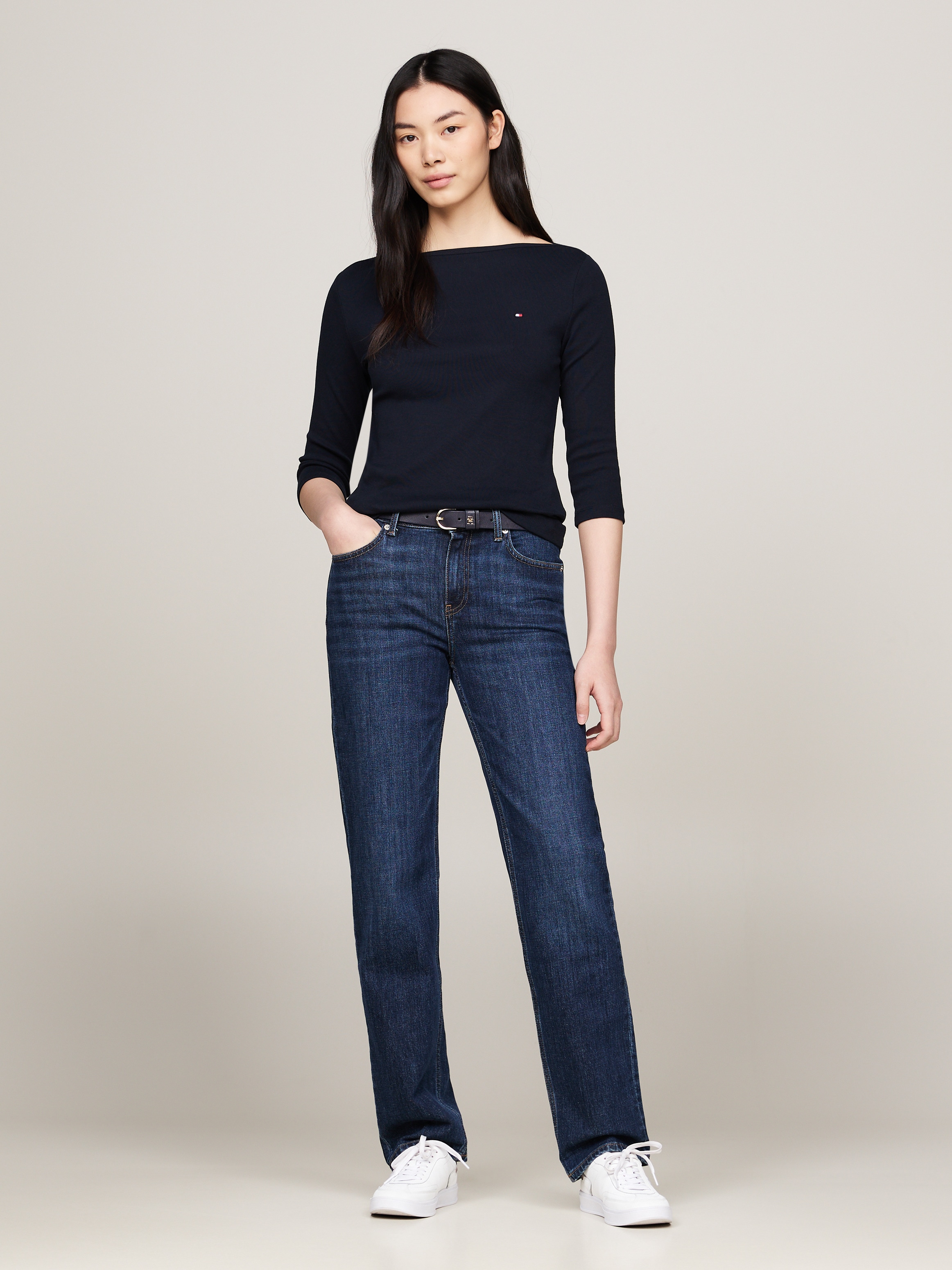 Tommy Hilfiger 3/4-Arm-Shirt »NEW CODY SLIM BOAT-NK 3/4SLV mit U-Boot und Streifen«, gestreift, casual, slim fit, Baumwolle, U-Boot-Ausschnitt