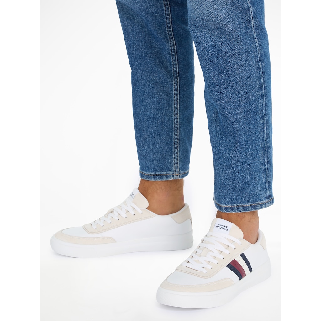 Tommy Hilfiger Sneaker »TH CUPSET RWB LTH«, mit seitlichen Streifen, Freizeitschuh, Halbschuh, Schnürschuh