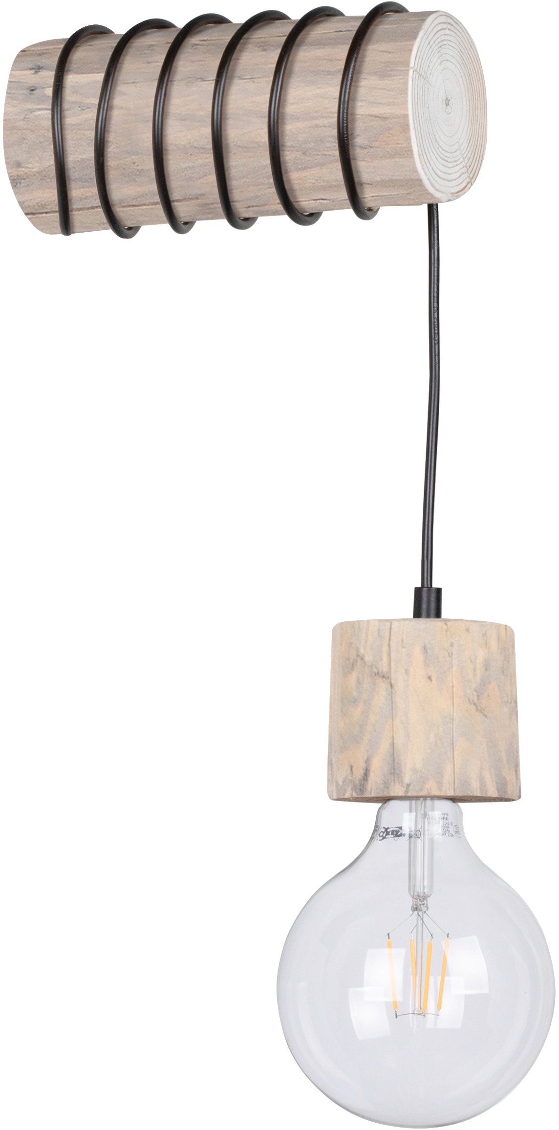 Wandleuchte PINO«, grau Holz »TRABO Kiefernholz OTTO 1 cm, aus SPOT bei gebeizt flammig-flammig, massivem Ø 8-12 Holzbalken Light