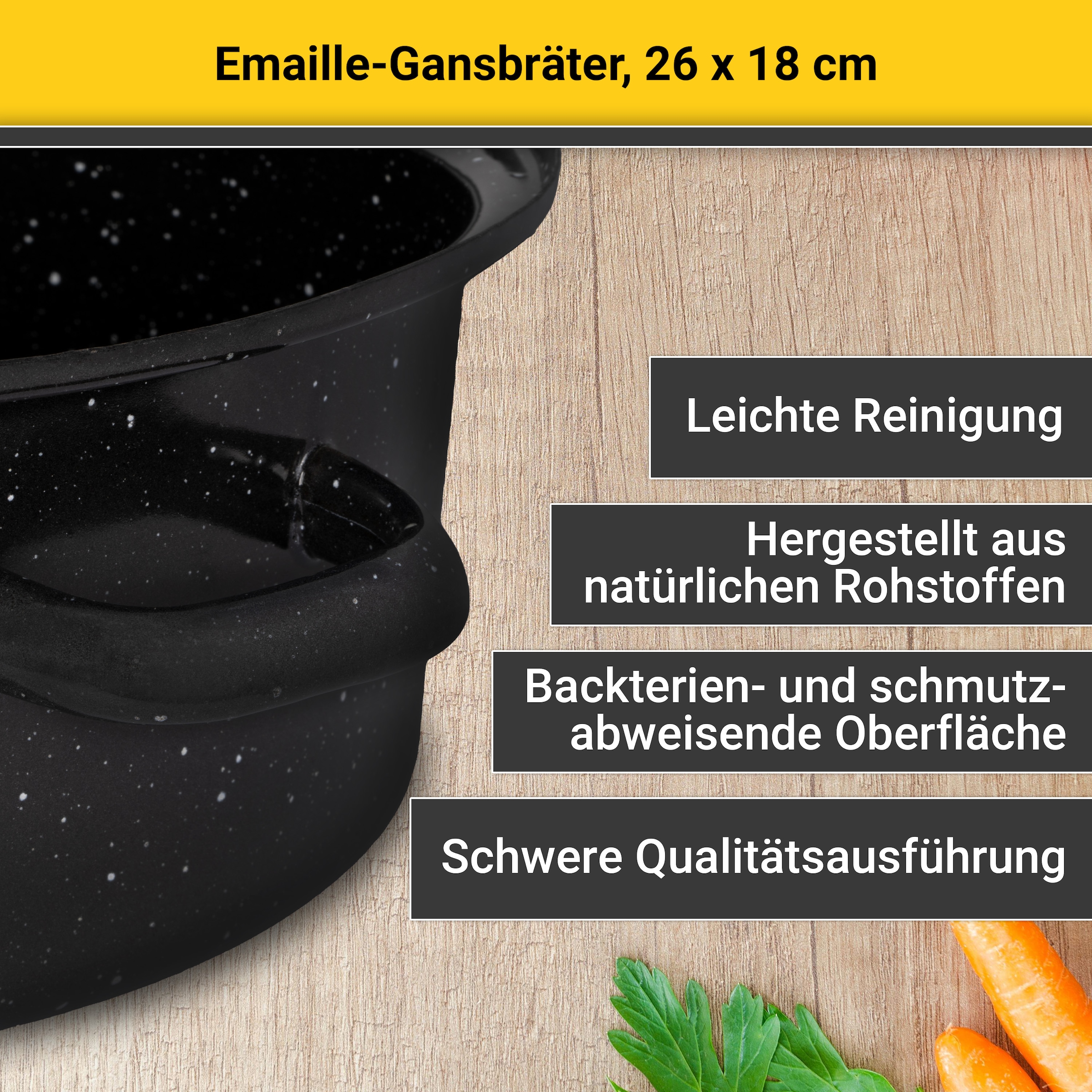Krüger Bräter »Emaille Gansbräter, gesprenkelt mit Tropfdeckel, 26 x 18 x 7,5 cm« 1 tlg. Emaille