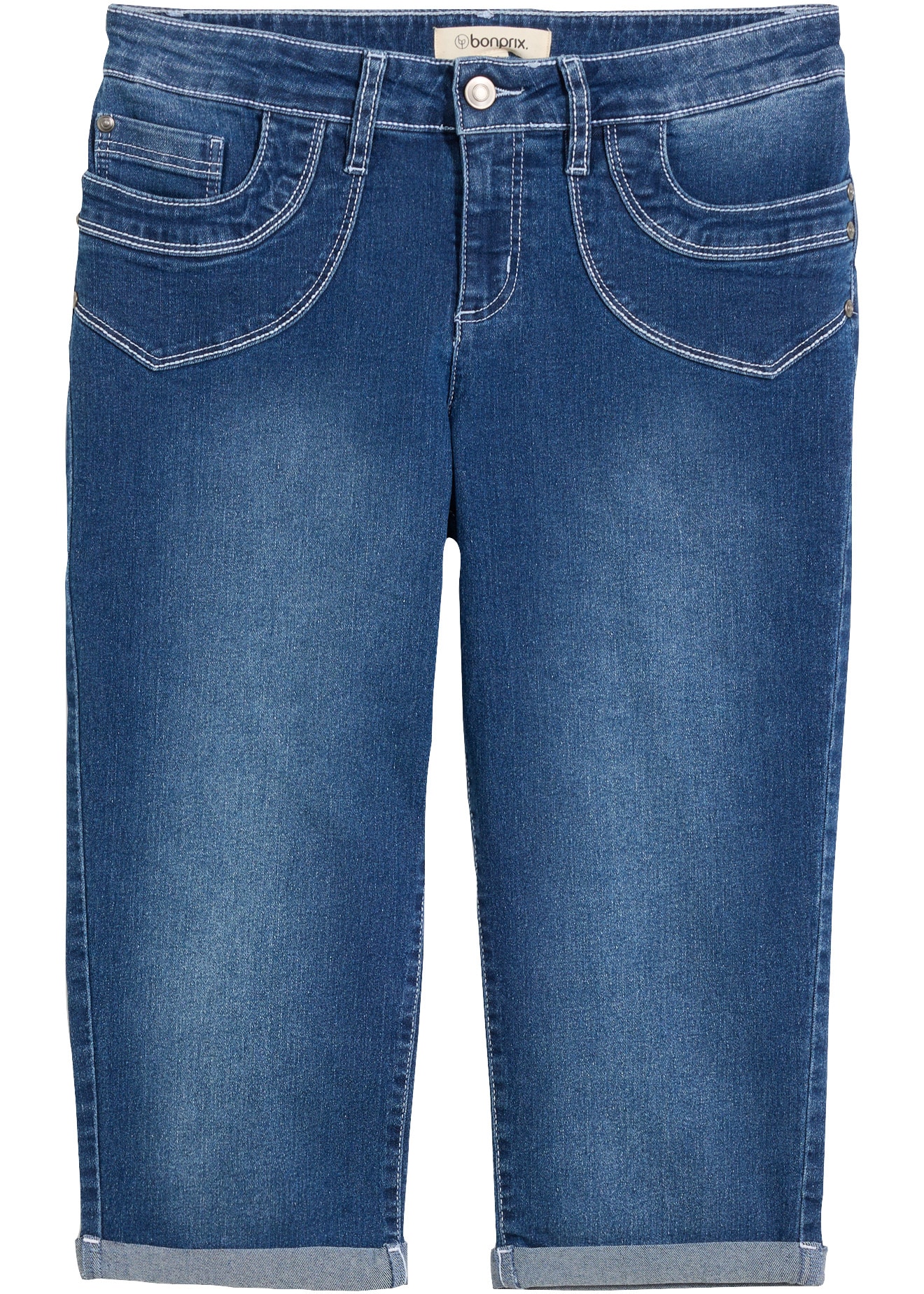 bonprix Caprijeans mit Stretch-Anteil, leichte Waschung, 5-Pocket-Style