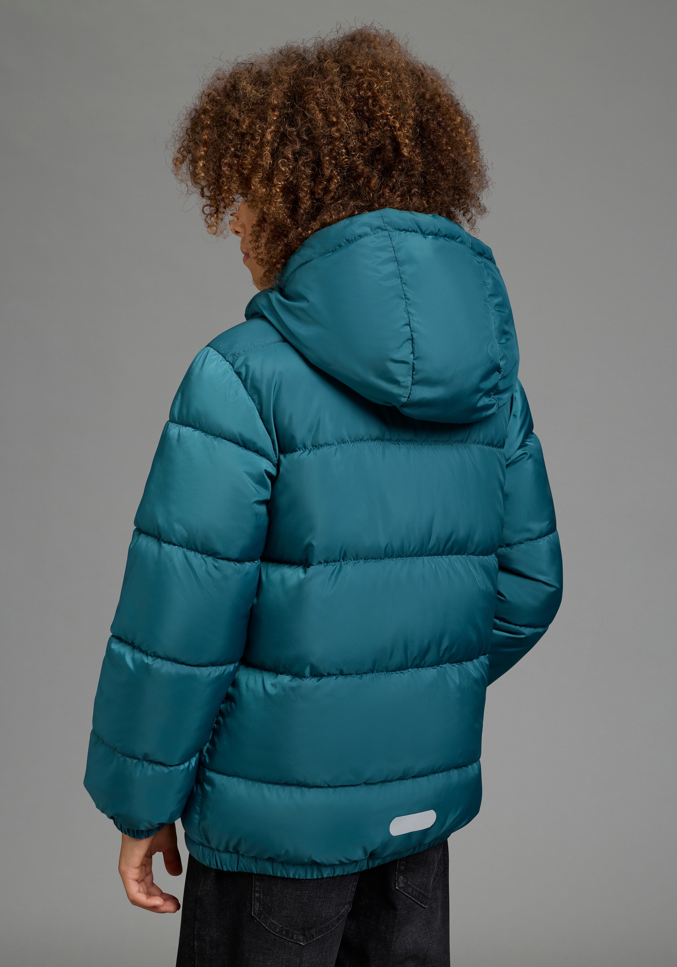 KangaROOS Winterjacke »warme Outdoor Steppjacke mit KangaROOS Print« mit Kapuze Winterwarme Jacke mit reflektierendem Logo-Print