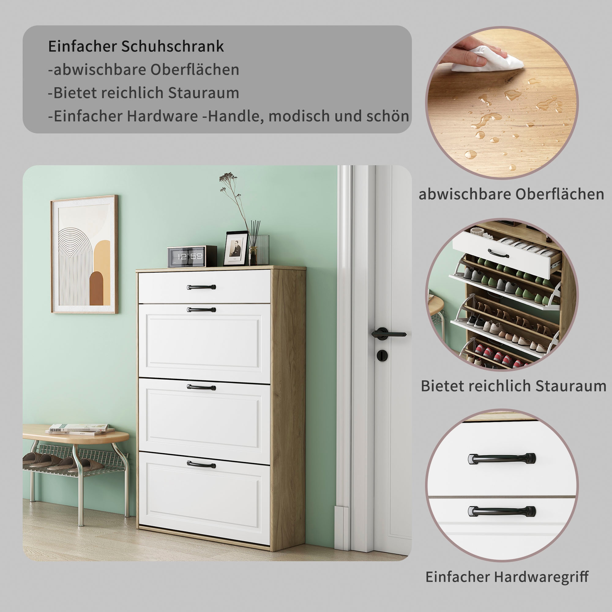 OTTO home Schuhschrank »Aridas« matte Front, pflegeleichte Oberfläche, Breite 80 cm