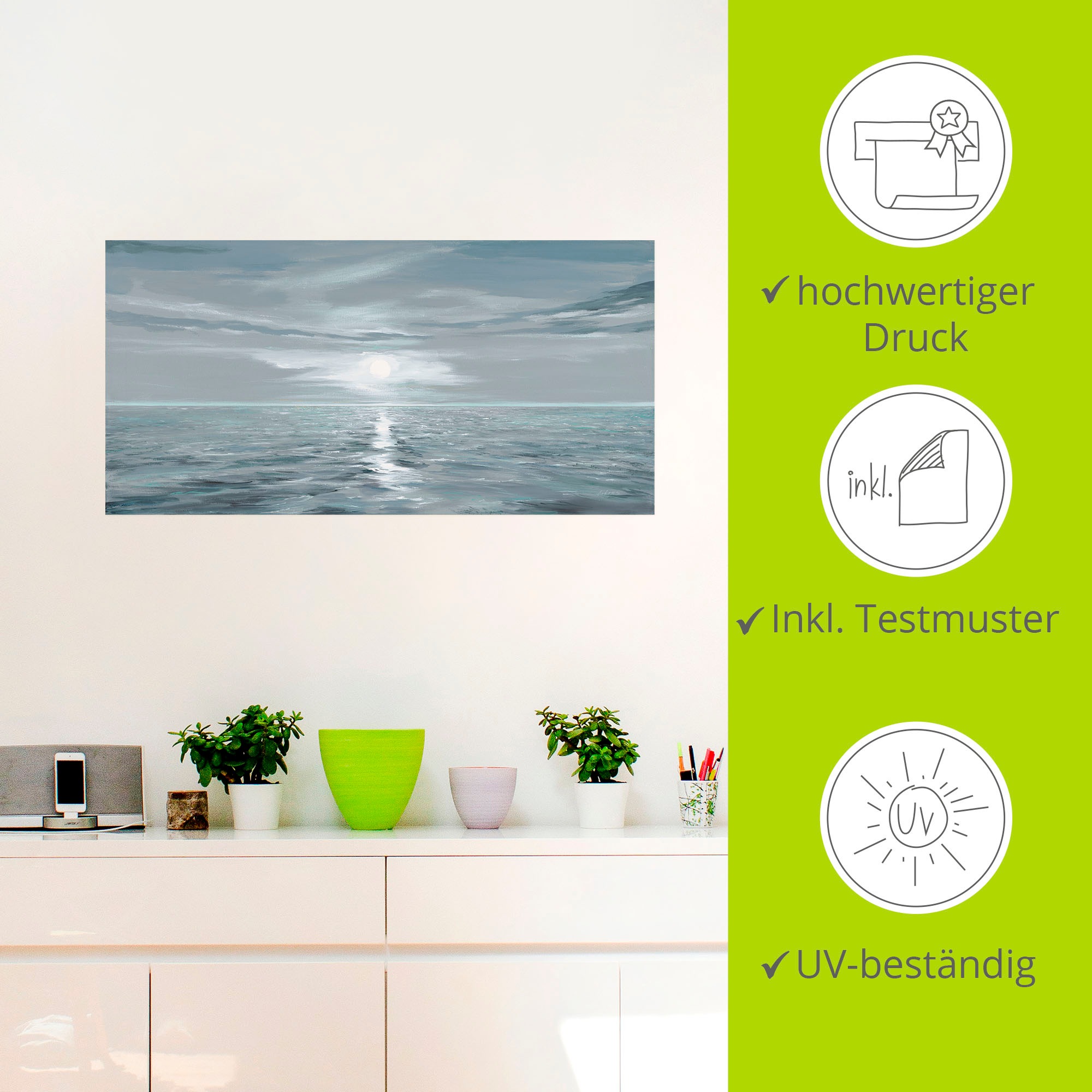 Artland Wandbild »Eisblaues Meer«, Gewässer, (1 St.), als Alubild, Outdoorbild, Leinwandbild, Poster, Wandaufkleber