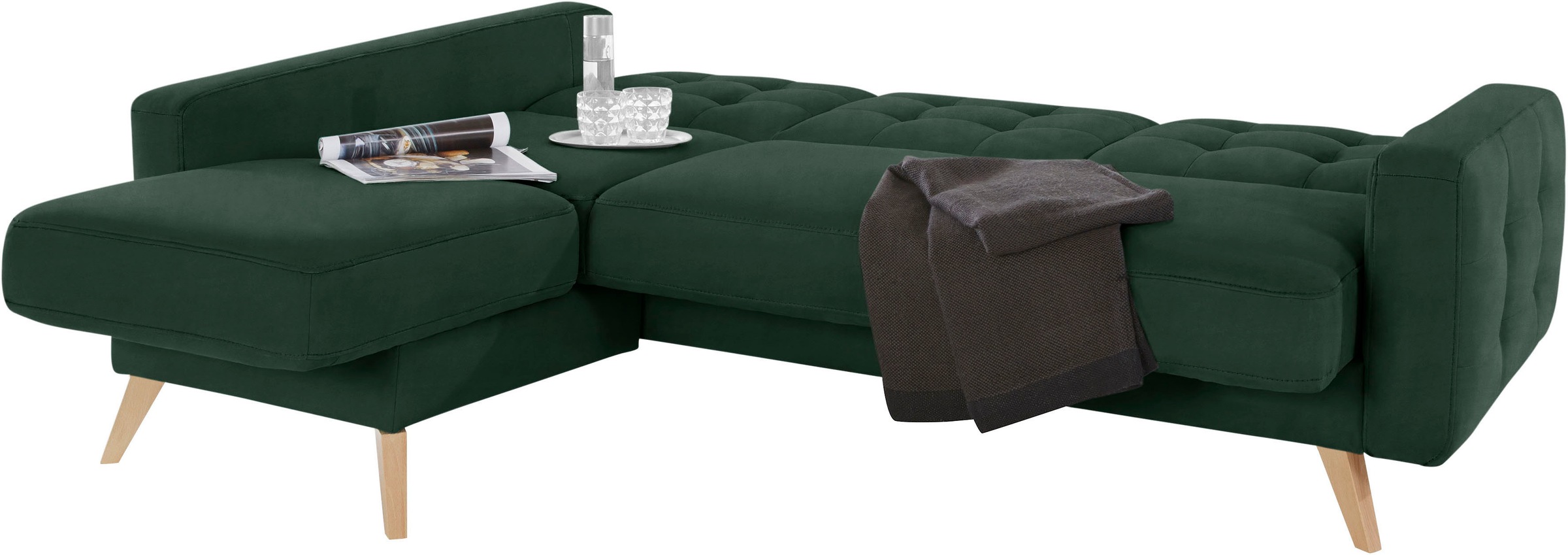exxpo - sofa fashion Ecksofa »Nappa, kompakt und komfortabel, bequem, zeitloses Design, L-Form«, tolle Detailverarbeitung, inkl. Bettfunktion und Bettkasten