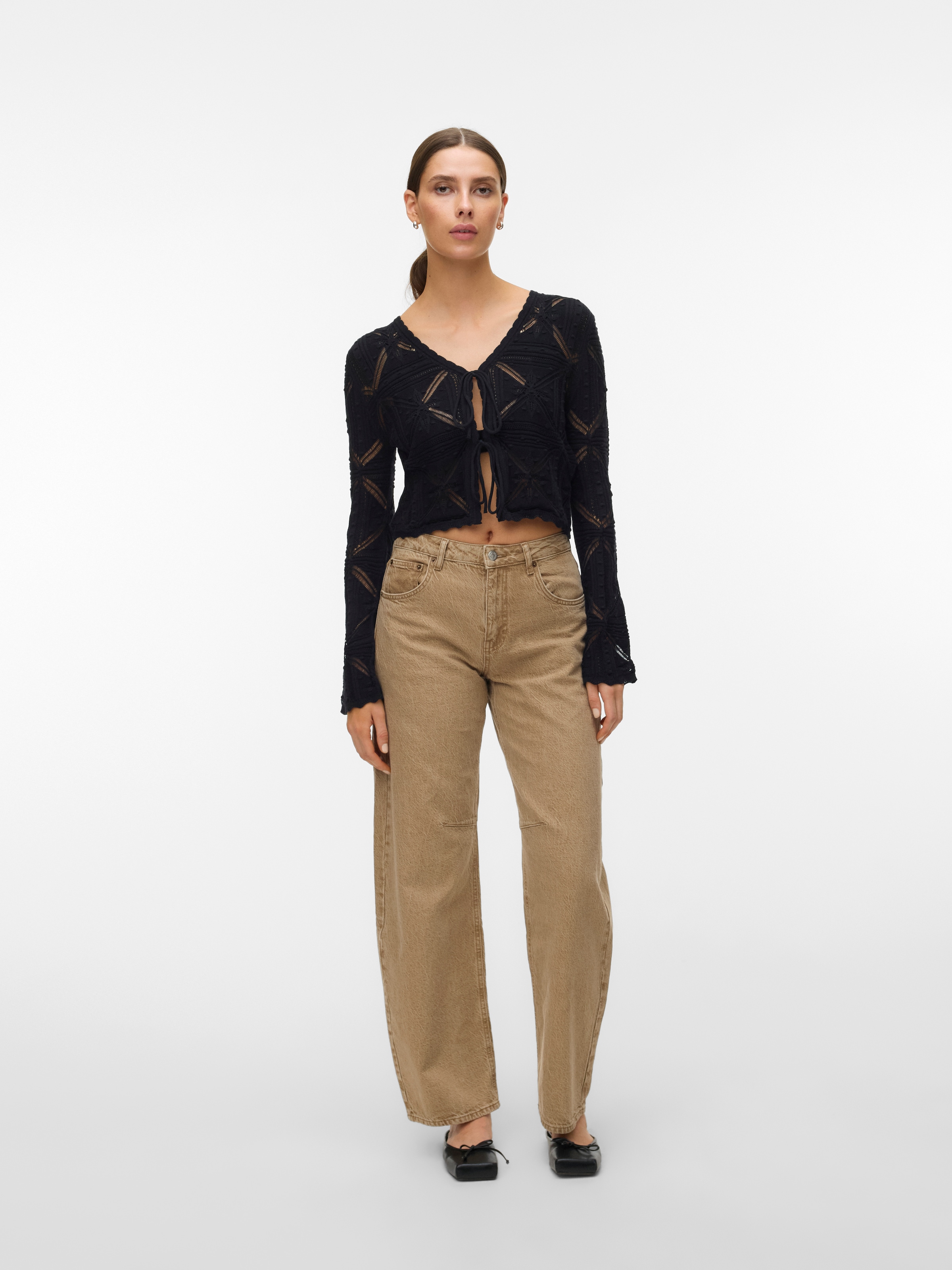 Vero Moda Strickjacke »VMLOLA LS V-NECK BOW CARDIGAN NOOS« Baumwolle, regular fit