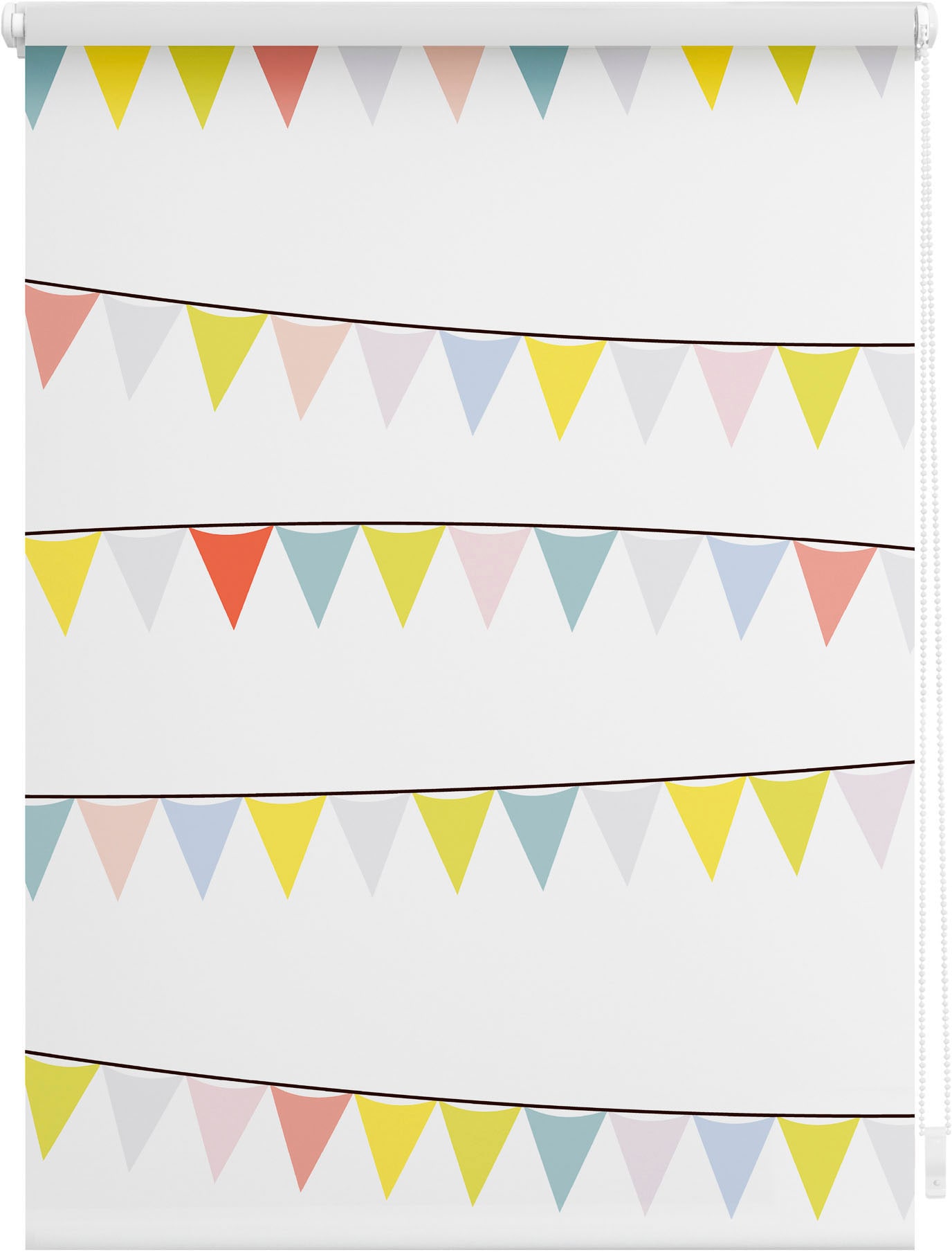 LICHTBLICK ORIGINAL Seitenzugrollo »Rollo Klemmfix, ohne Bohren, Verdunkelung, Wimpelkette - Bunt« verdunkelnd Verdunkelung | energiesparend freihängend