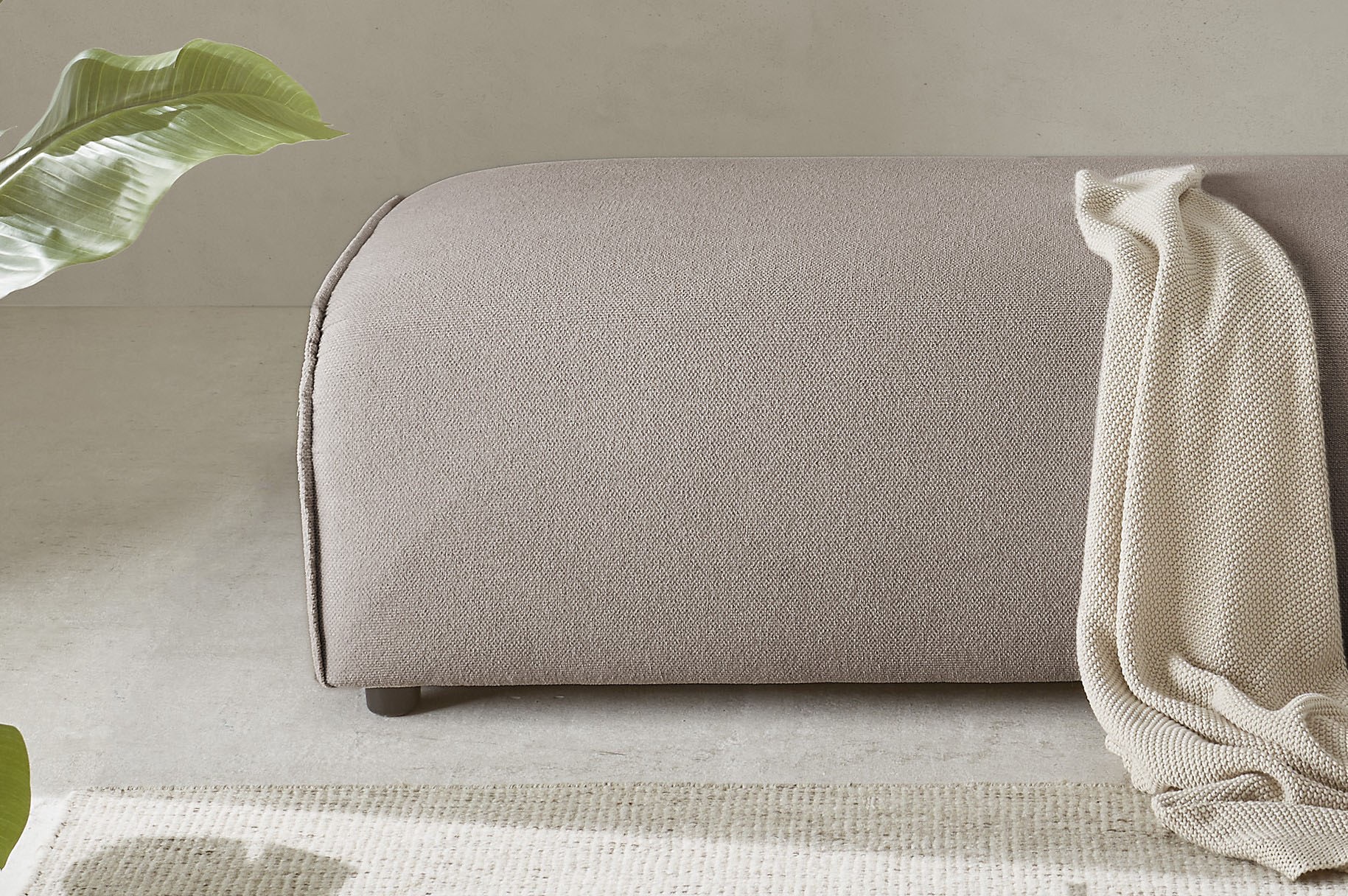 LeGer Home by Lena Gercke Hocker »PIARA, Polsterhocker mit Kedernaht, Cord, Leinenoptik o. Strukturstoff«, zur Serie PIARA, rechteckig, schwarze Füße, bequemer Sitzkomfort